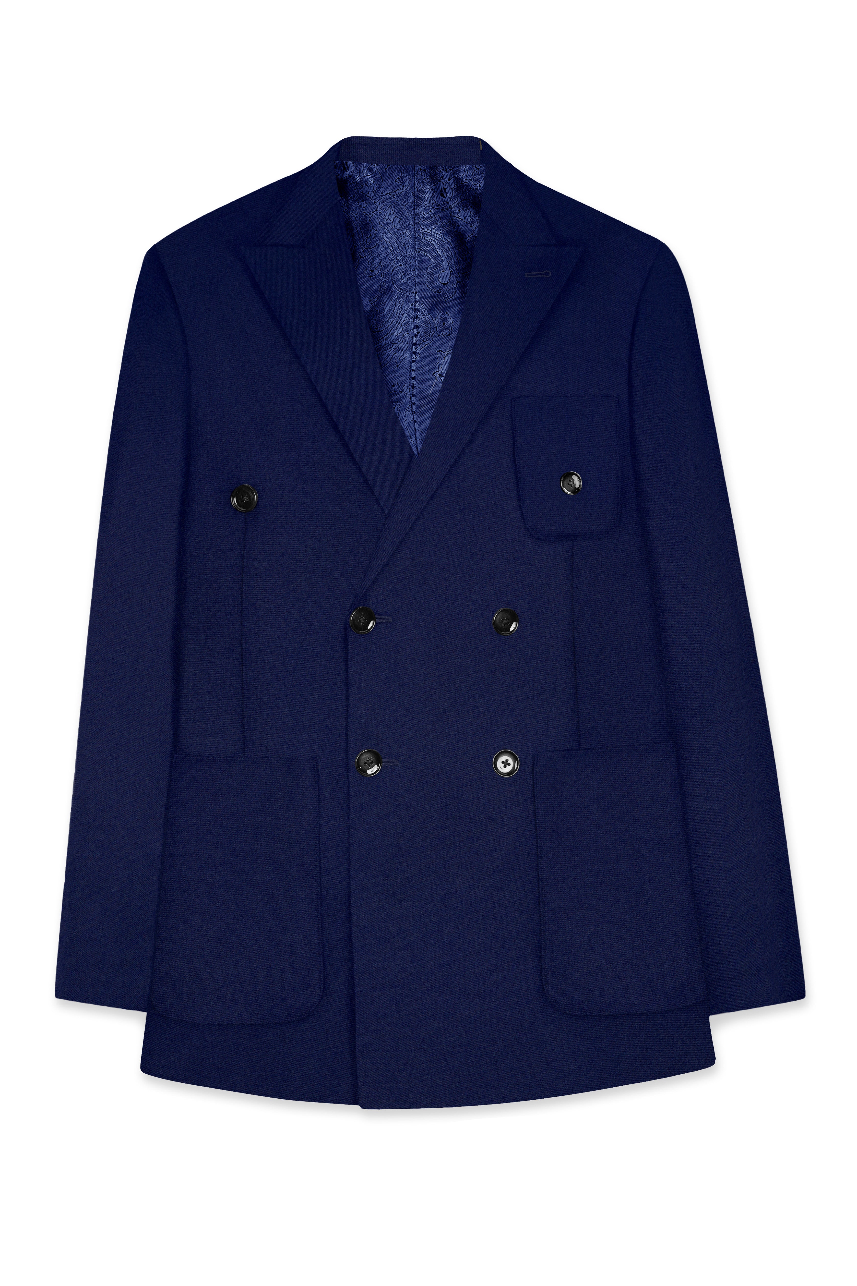 Baltic Blue Wool Rich Double Breasted Sports Blazer