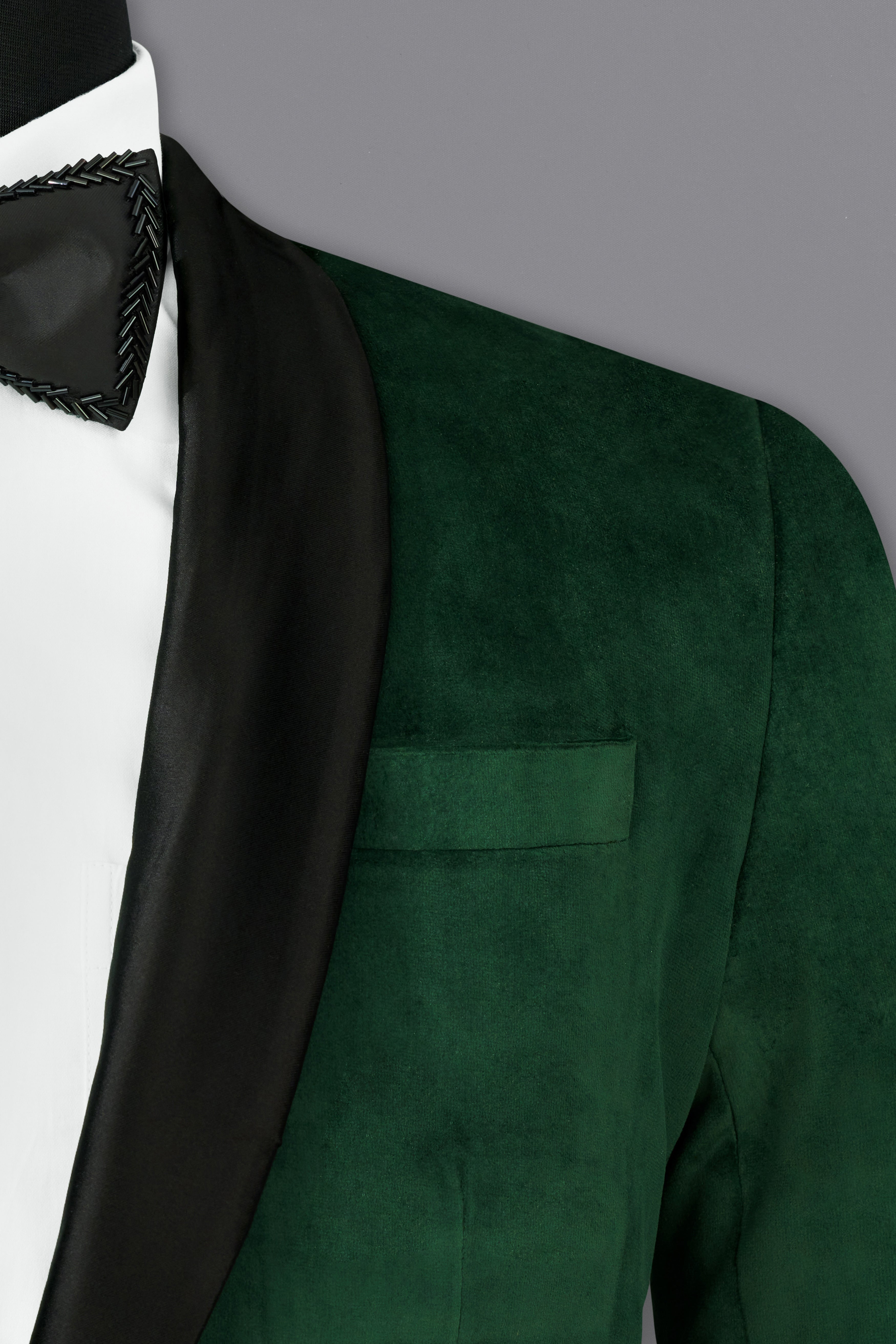 Phthalo Green Velvet Tuxedo Designer Blazer