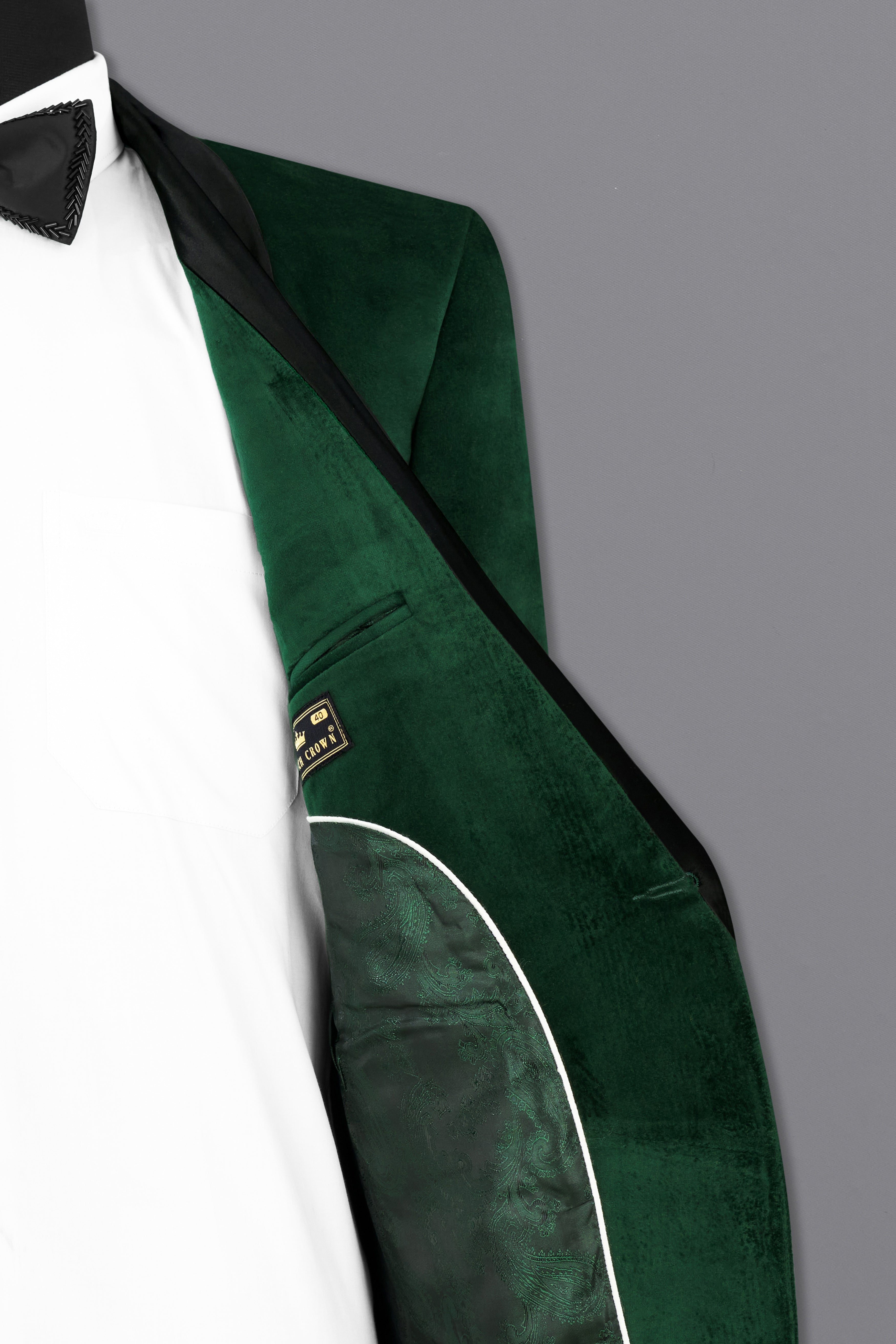 Phthalo Green Velvet Tuxedo Designer Blazer