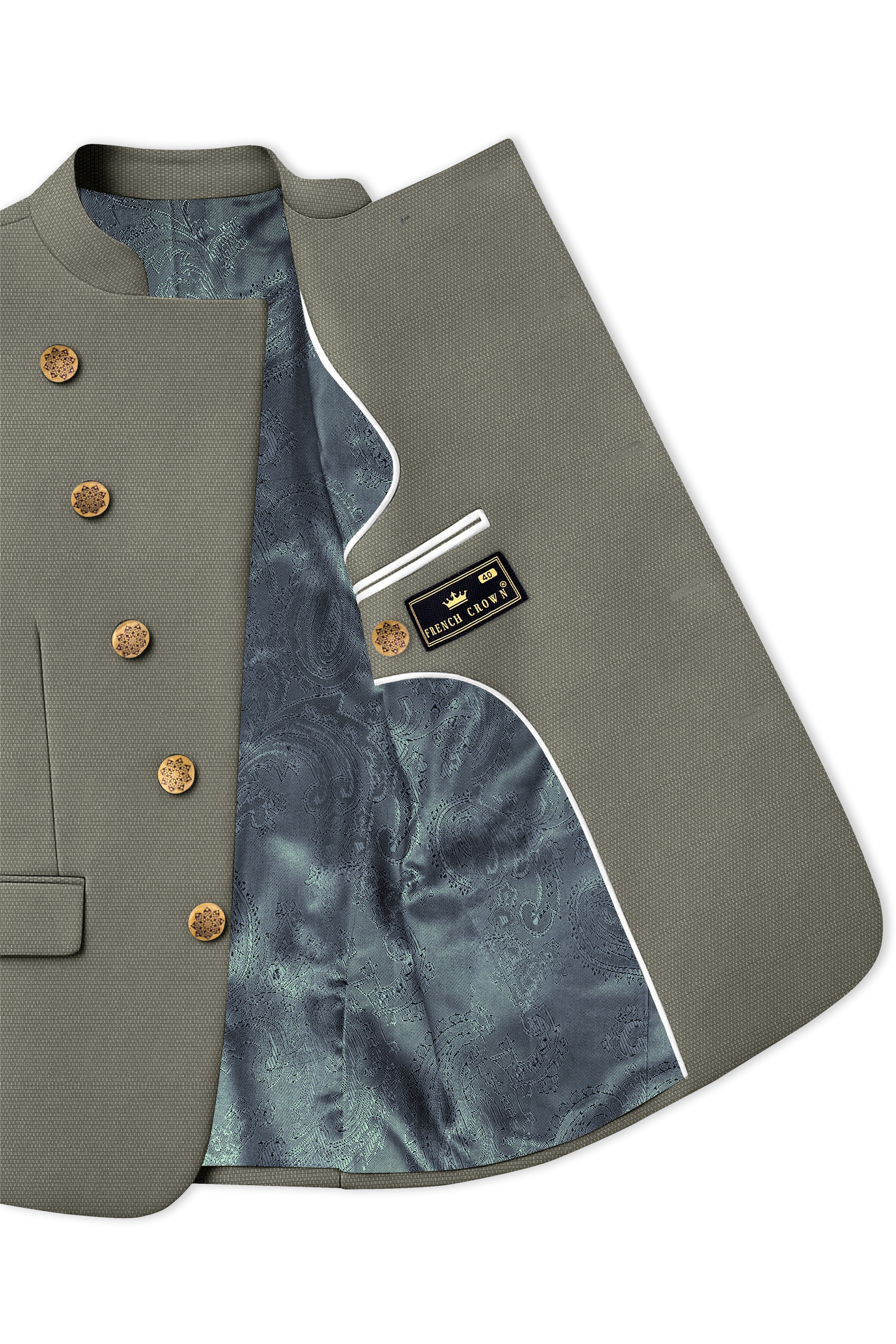 Sandstonne Green Cross Placket Bandhgala Blazer
