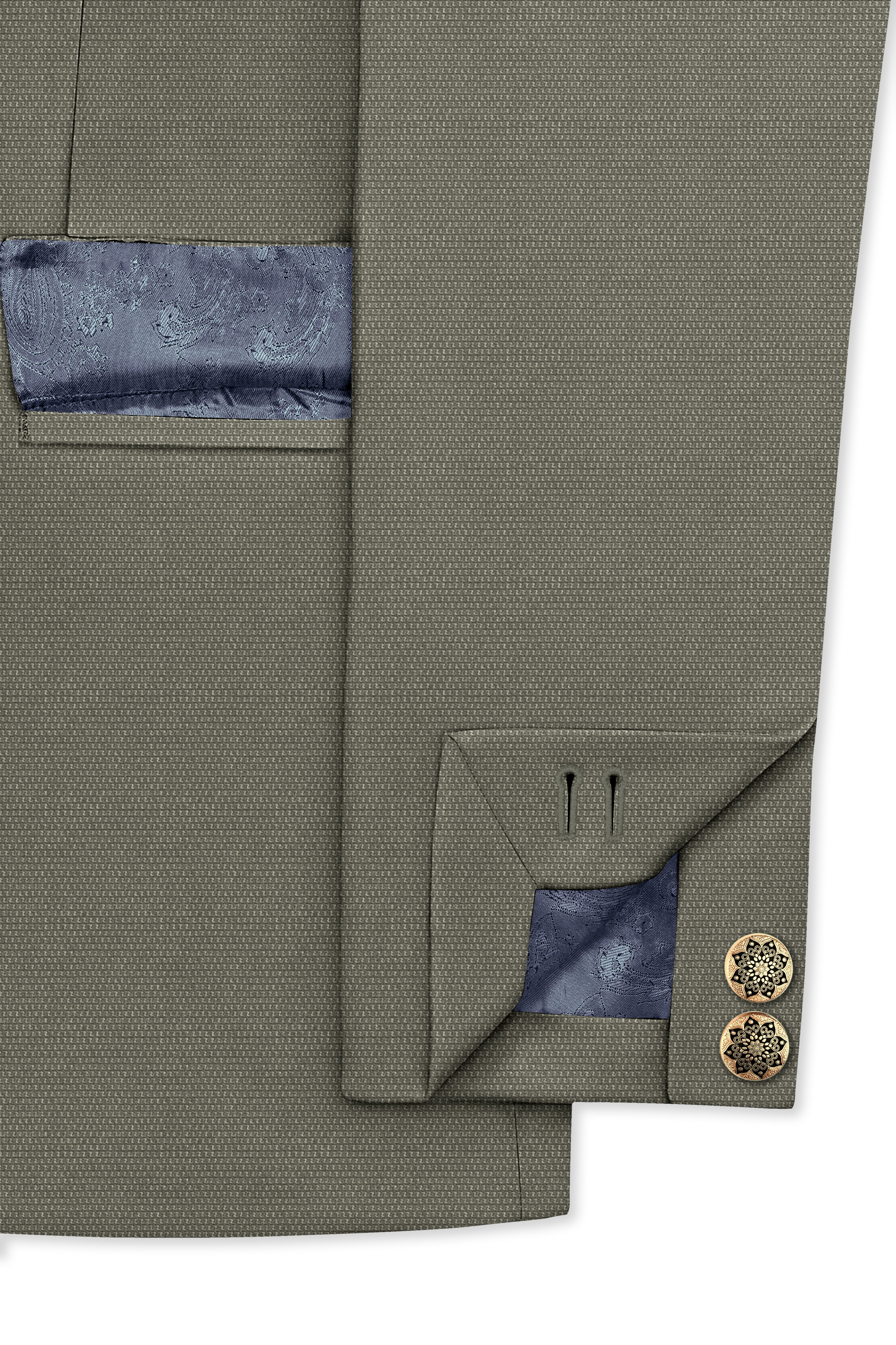 Sandstonne Green Cross Placket Bandhgala Blazer