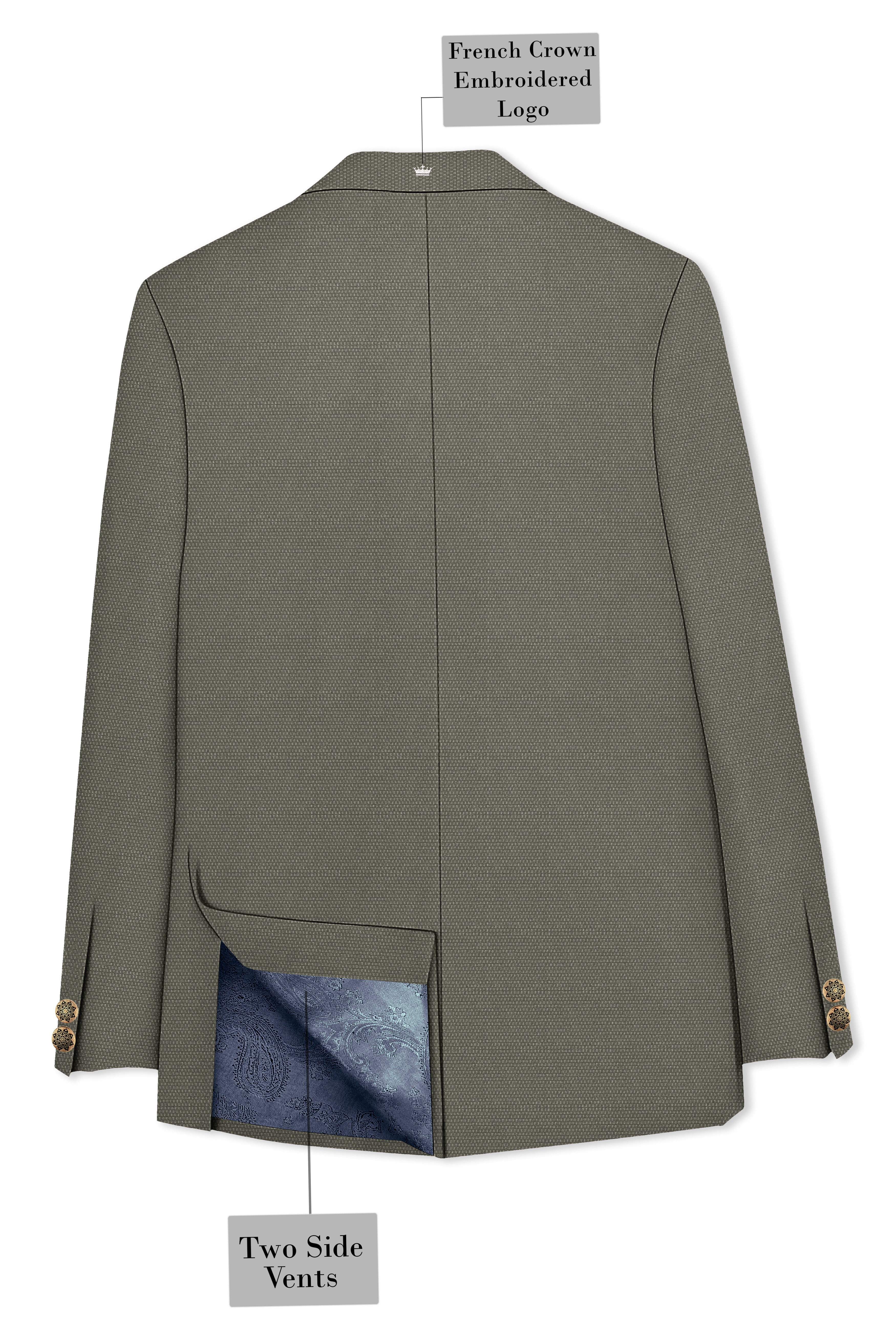 Sandstonne Green Cross Placket Bandhgala Blazer