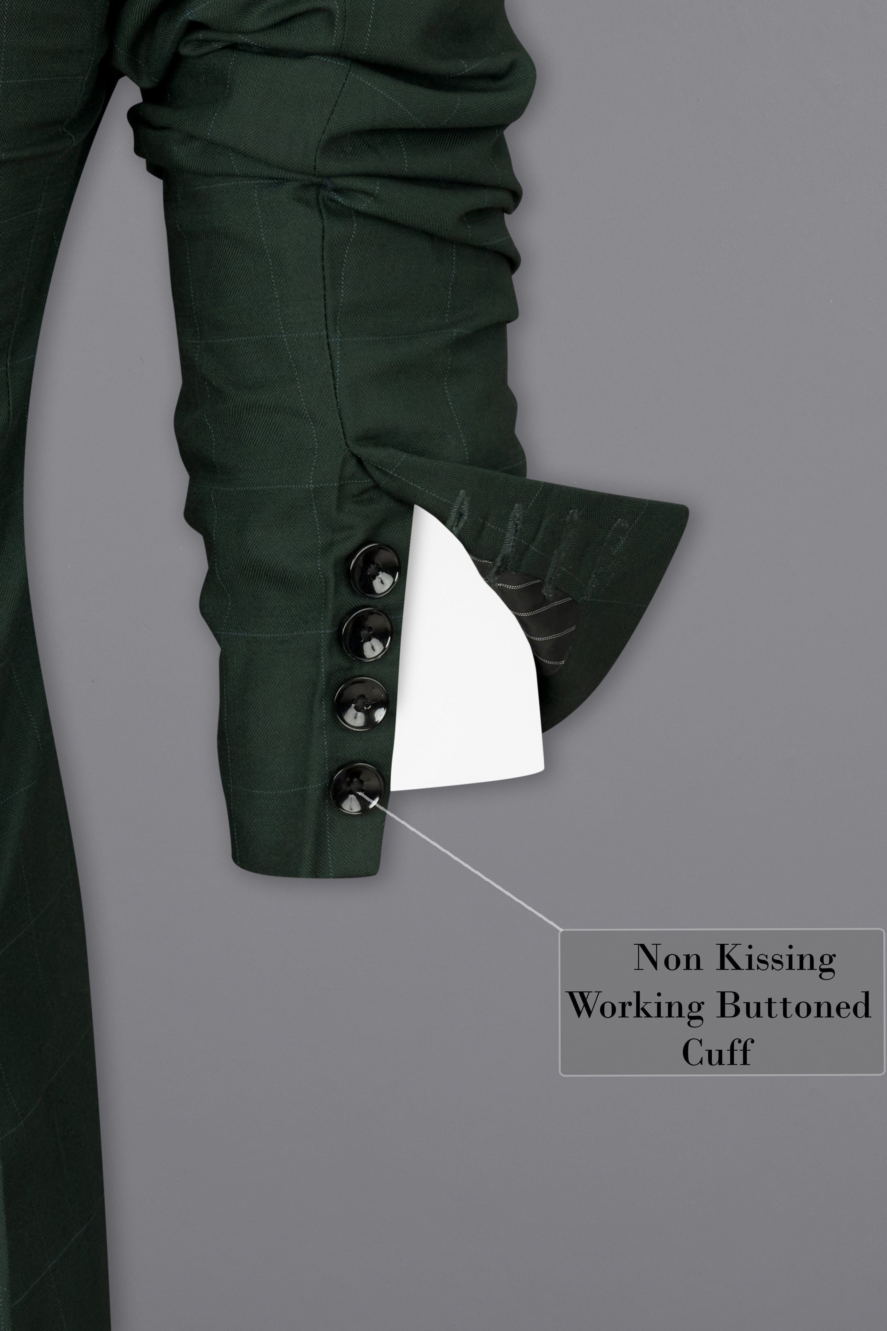 Gunmetal Green Subtle Windowpane Tuxedo Blazer