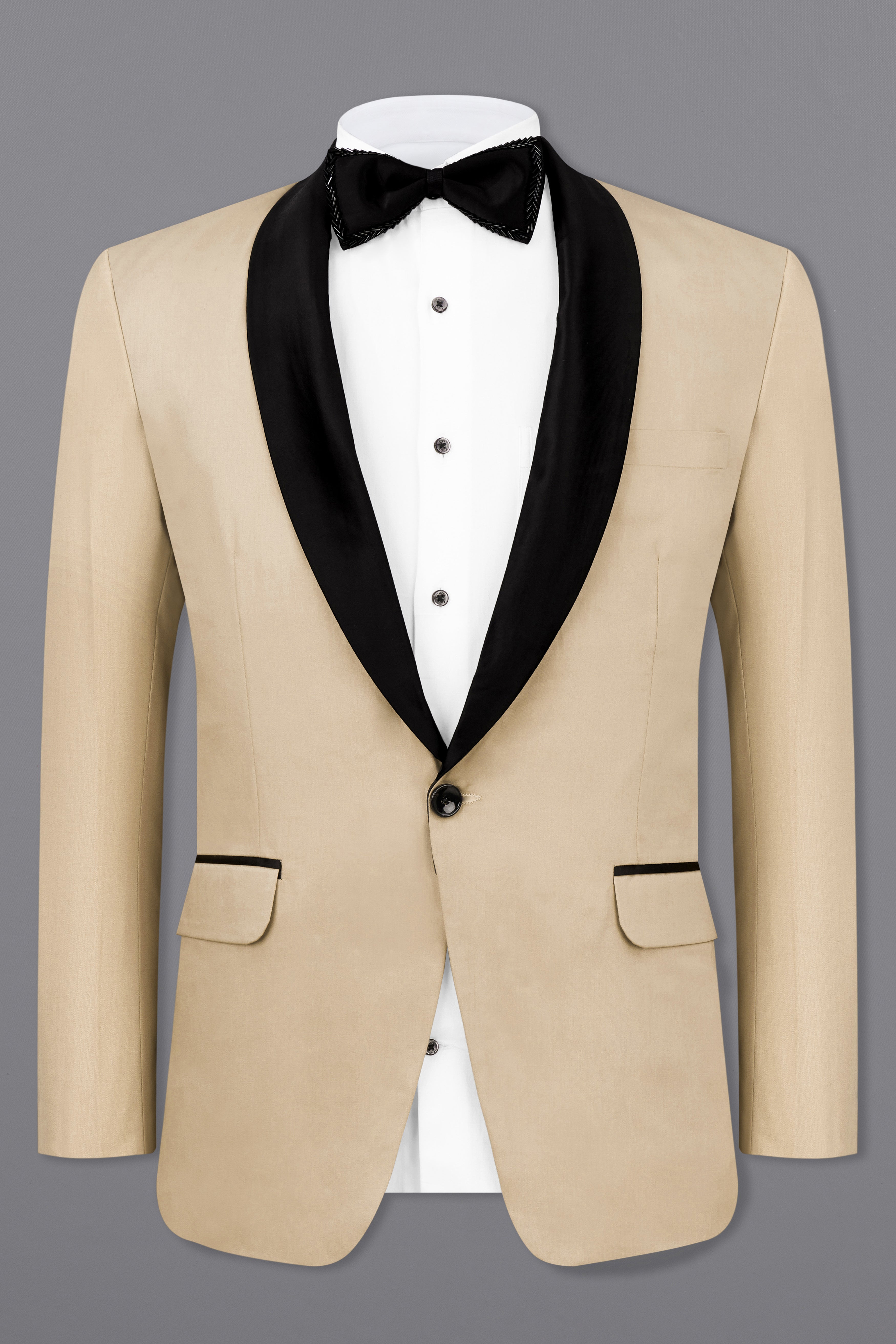 Hazelnut Cream Subtle Sheen Tuxedo Blazer