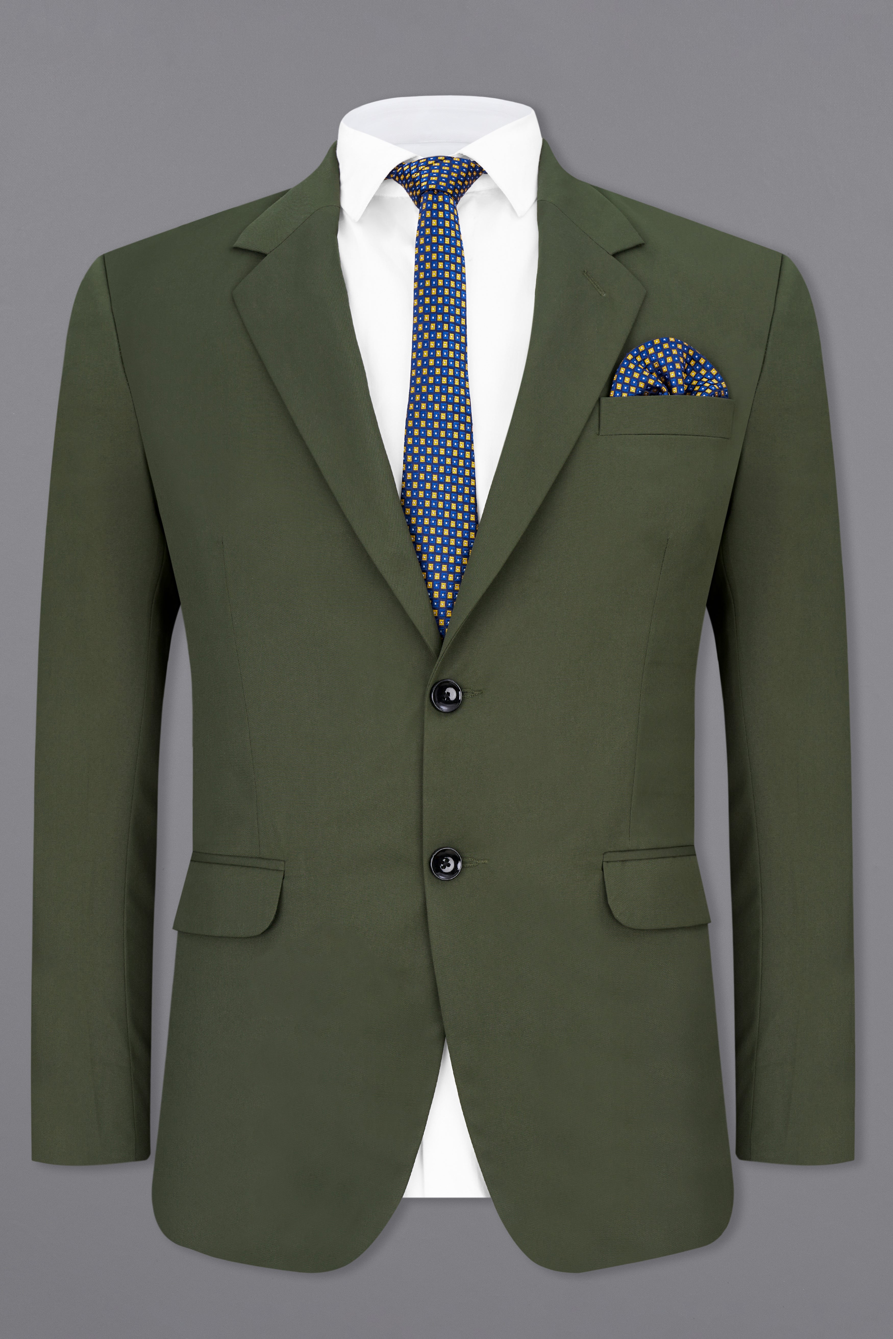 Twill Green Single Breasted Blazer