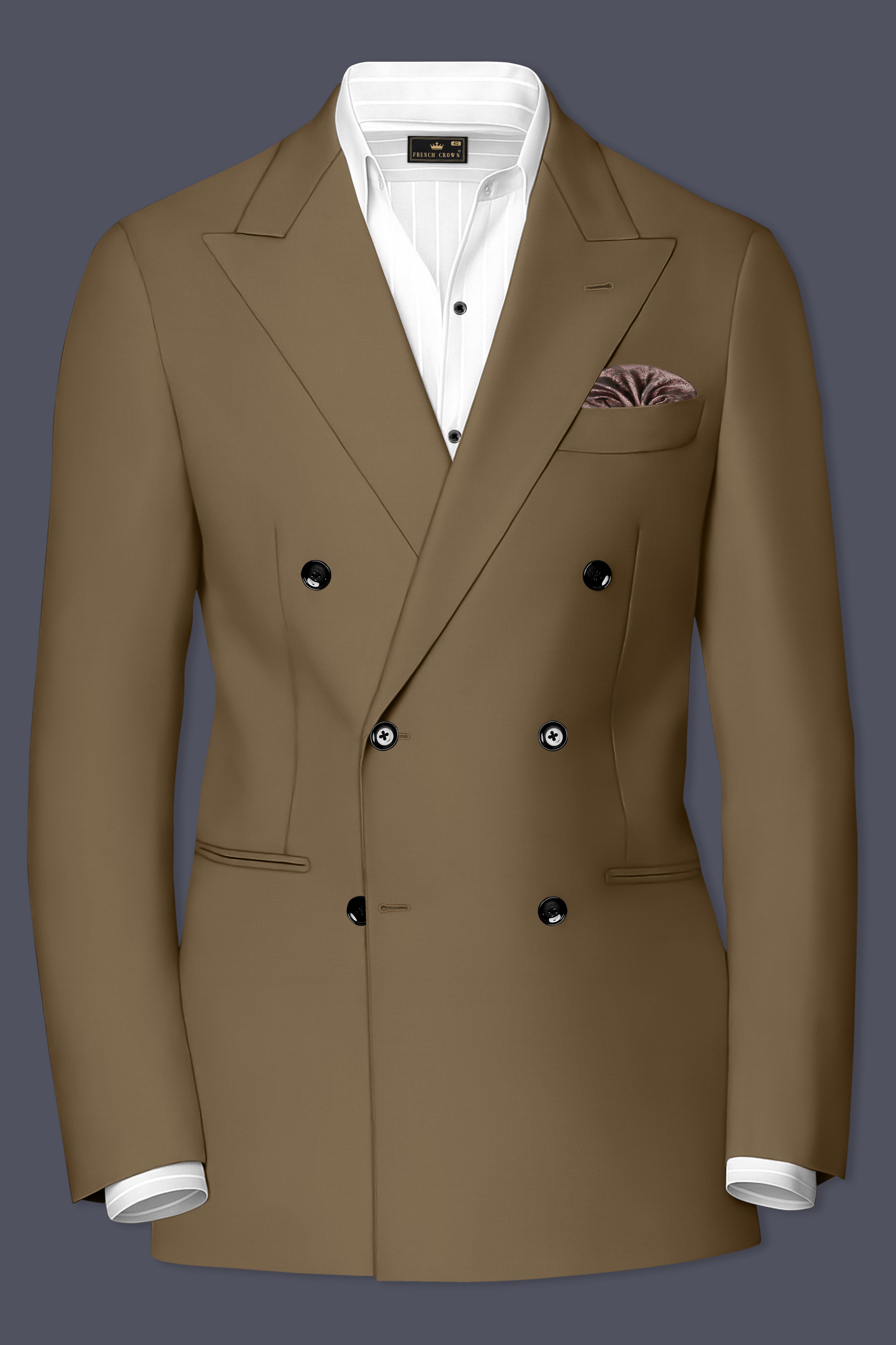 Khaki Brown Double Breasted Blazer