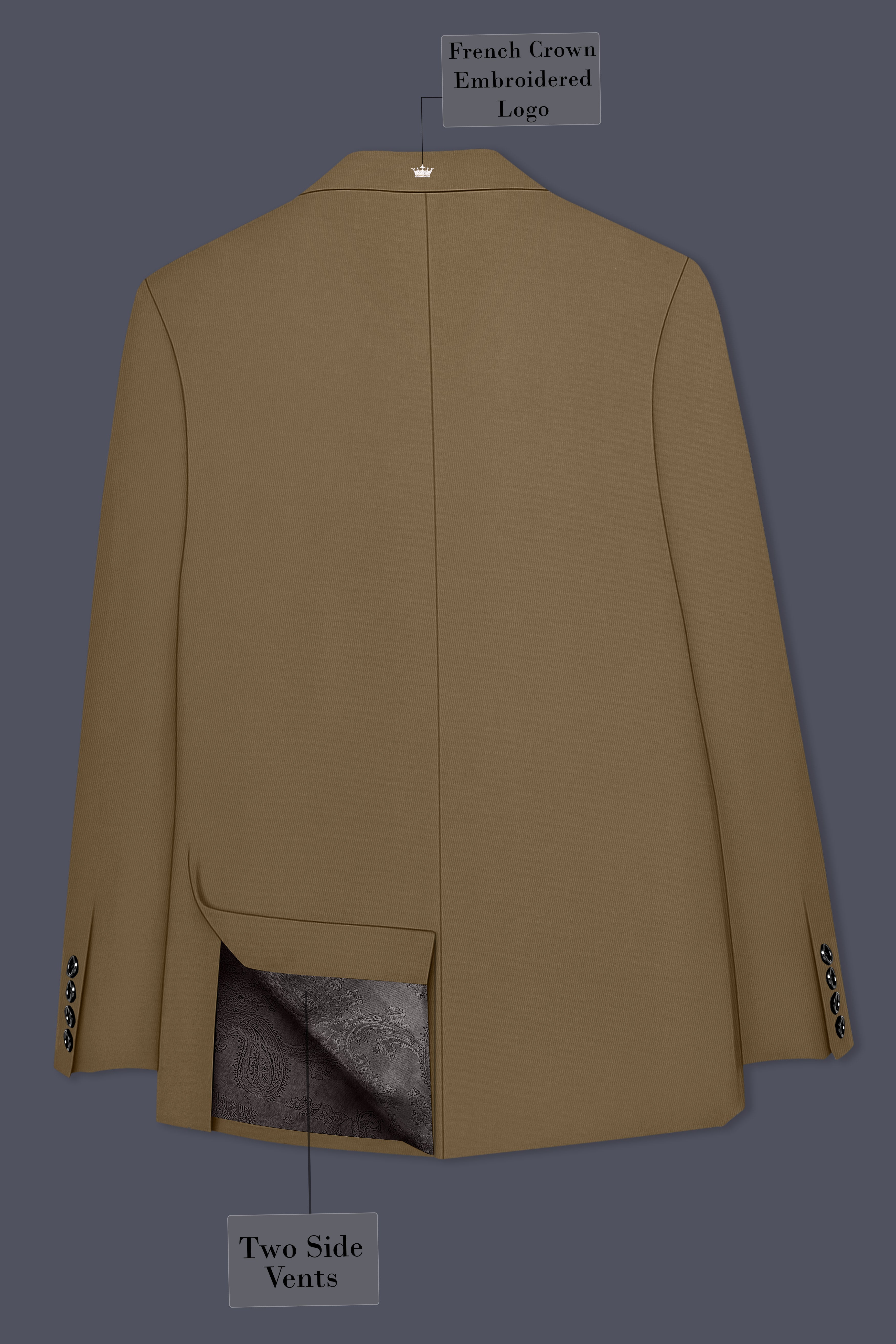 Khaki Brown Double Breasted Blazer