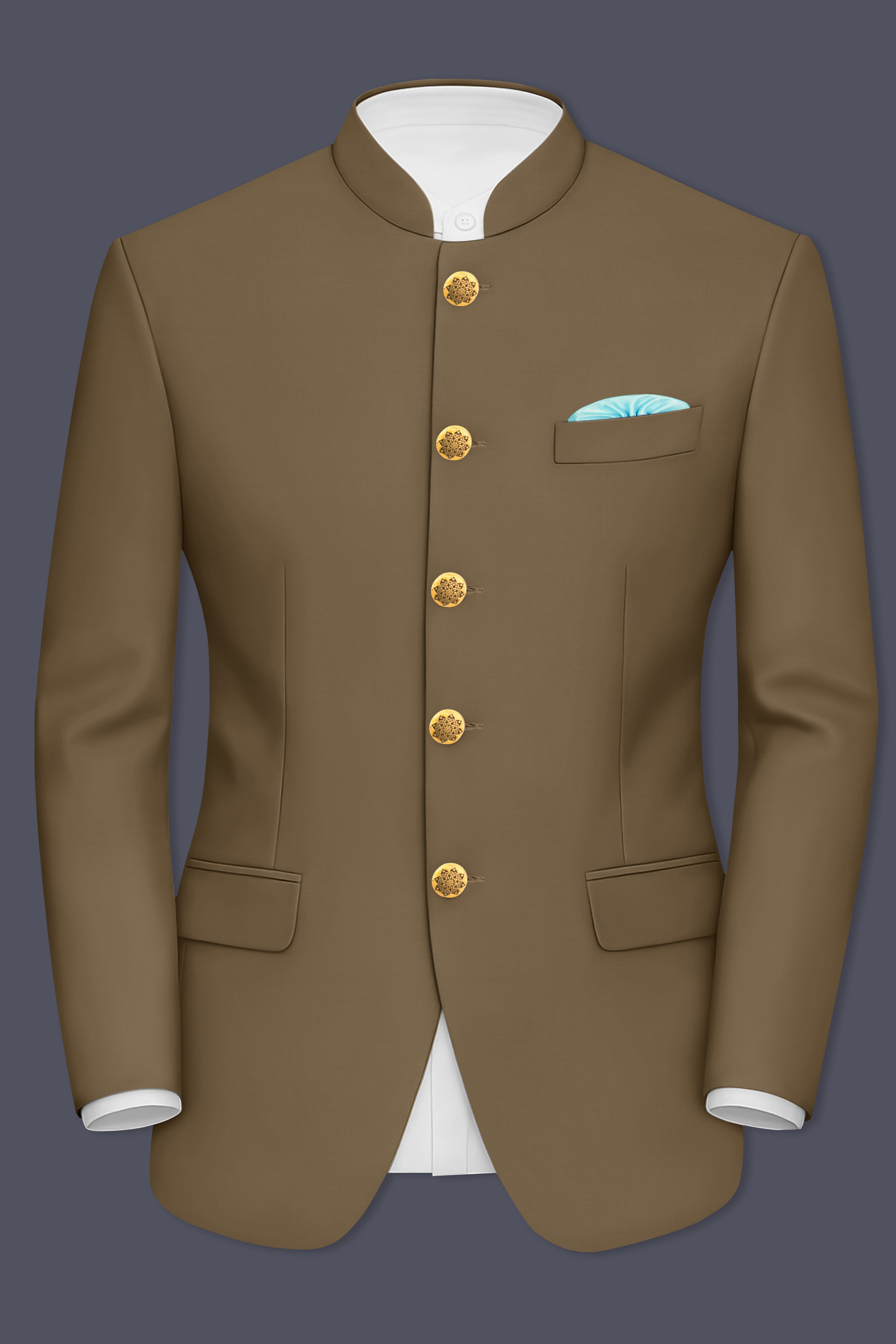 Khaki Brown Bandhgala Blazer