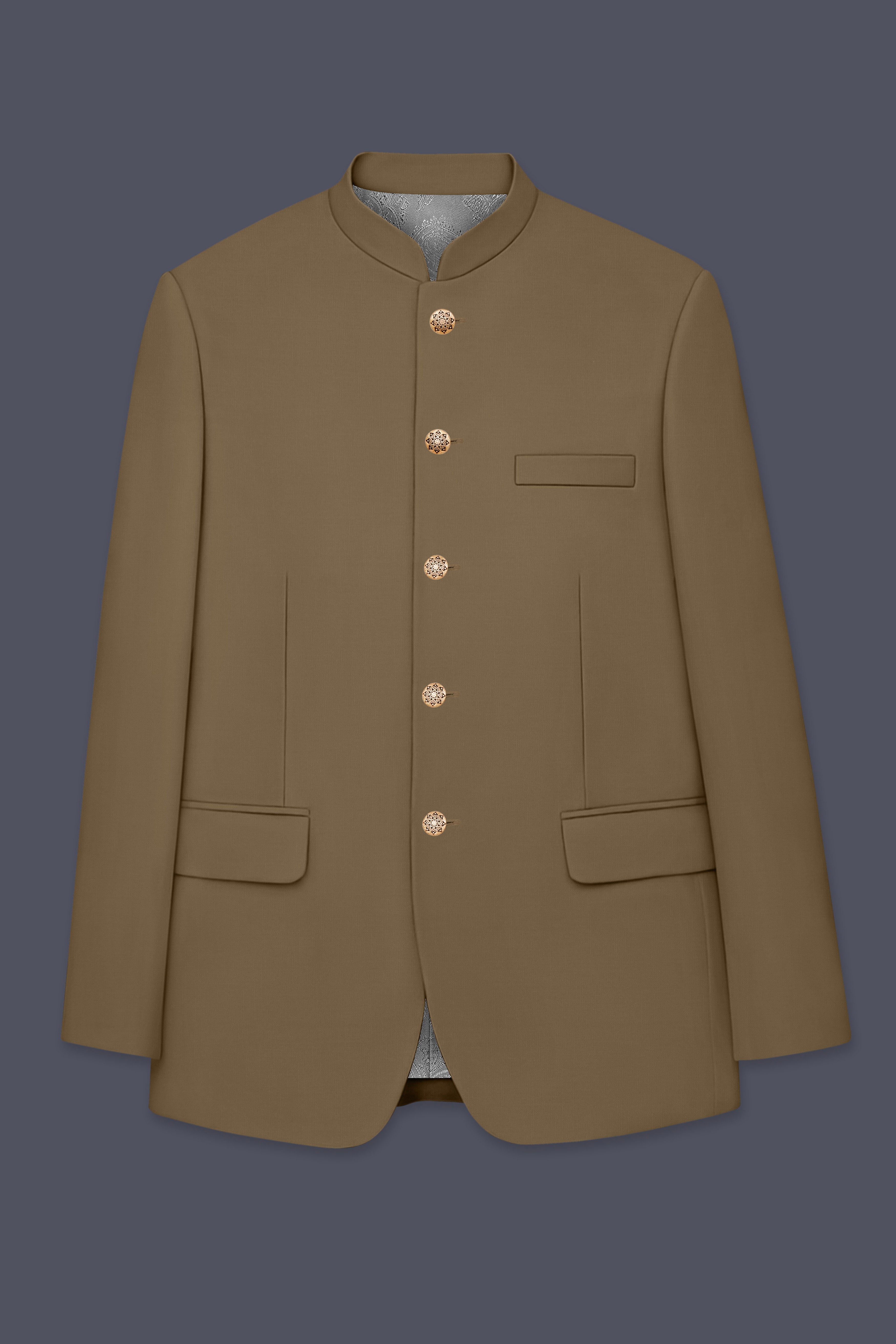 Khaki Brown Bandhgala Blazer