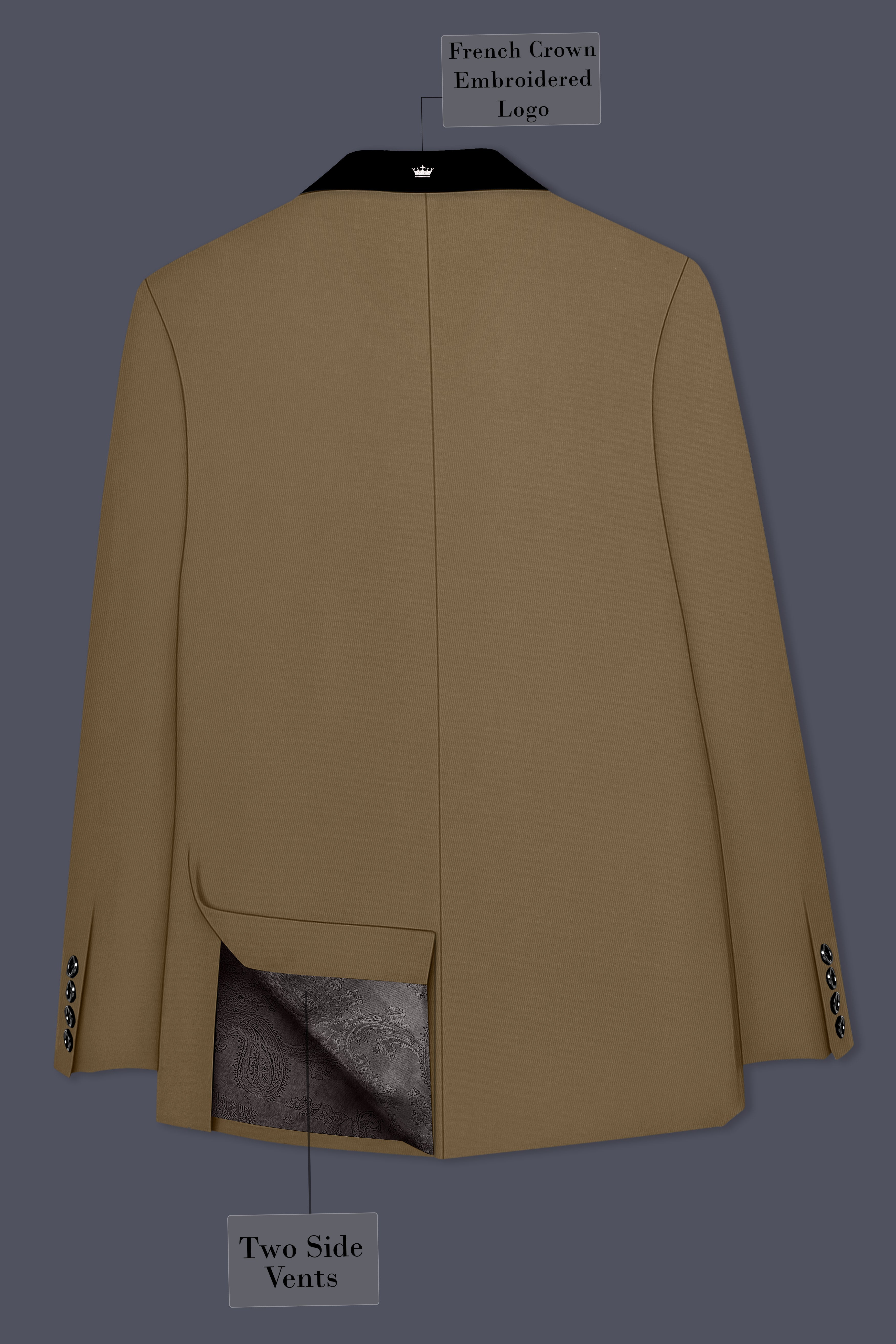 Khaki Brown Tuxedo Blazer