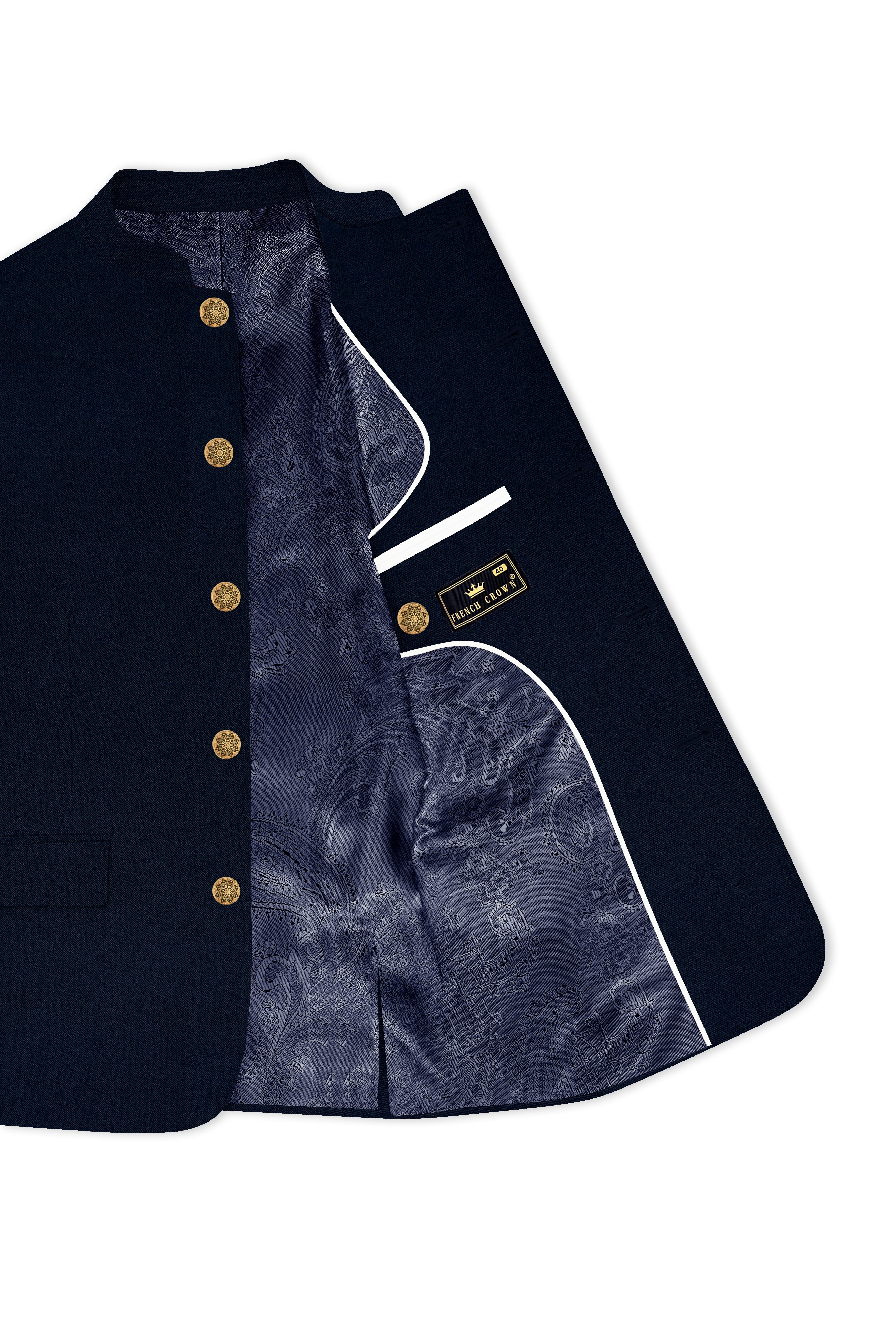 Baltic Sea Blue Premium Cotton Bandhgala Blazer