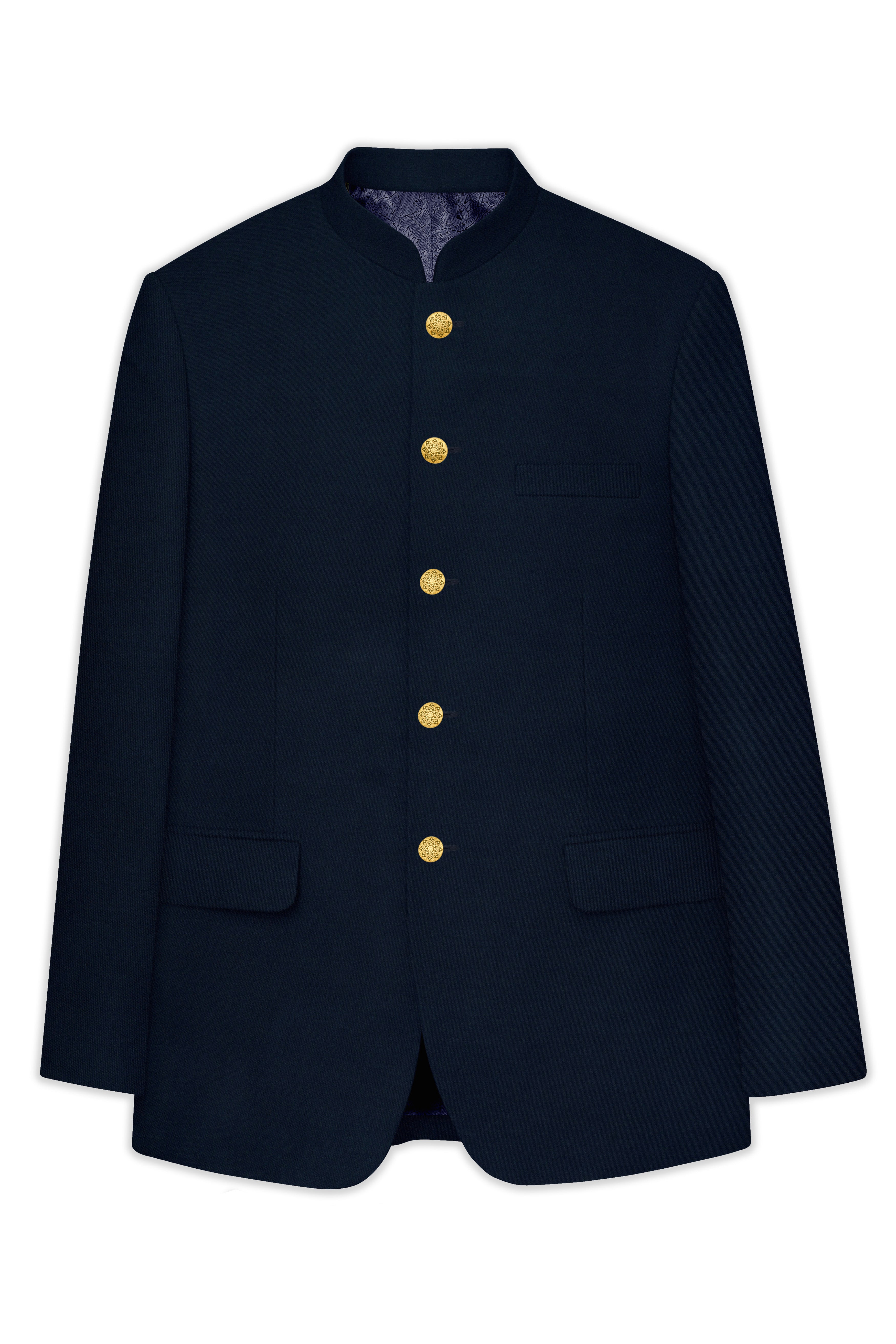 Baltic Sea Blue Premium Cotton Bandhgala Blazer