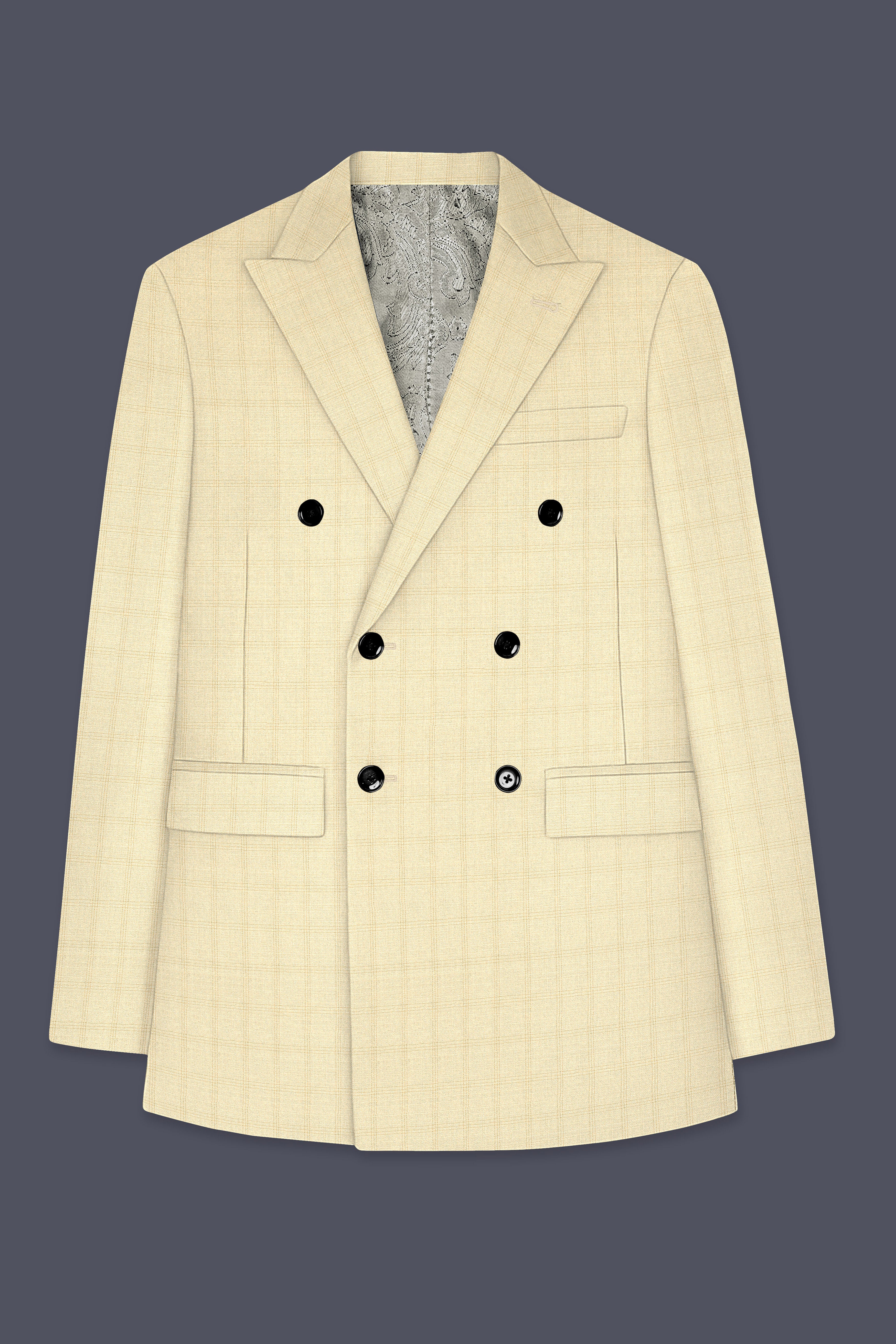 Calm Shell Brown Subtle Plaid Double Breasted Blazer