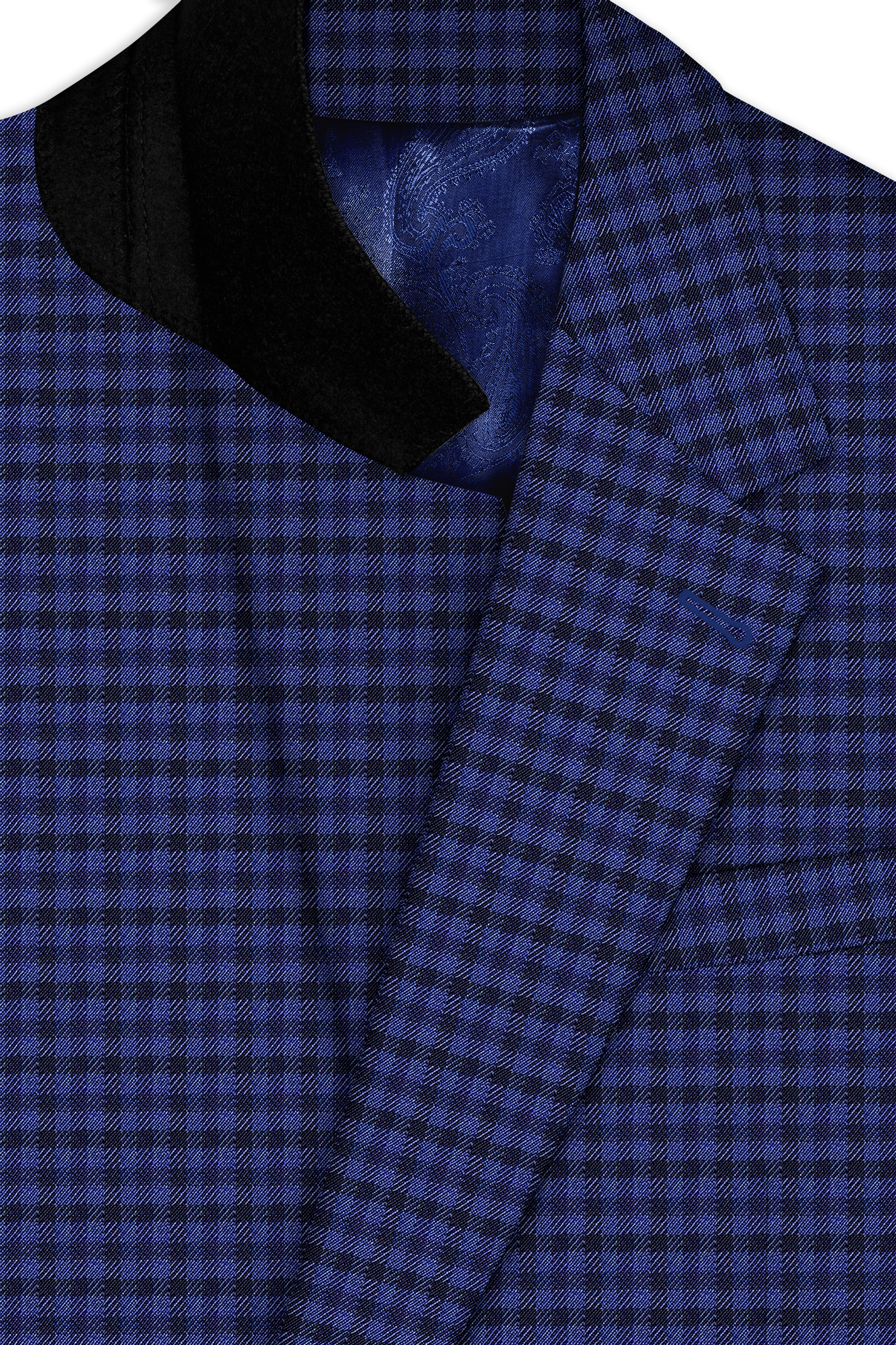 Victoria Blue Gingham Checkered Single Breasted Blazer