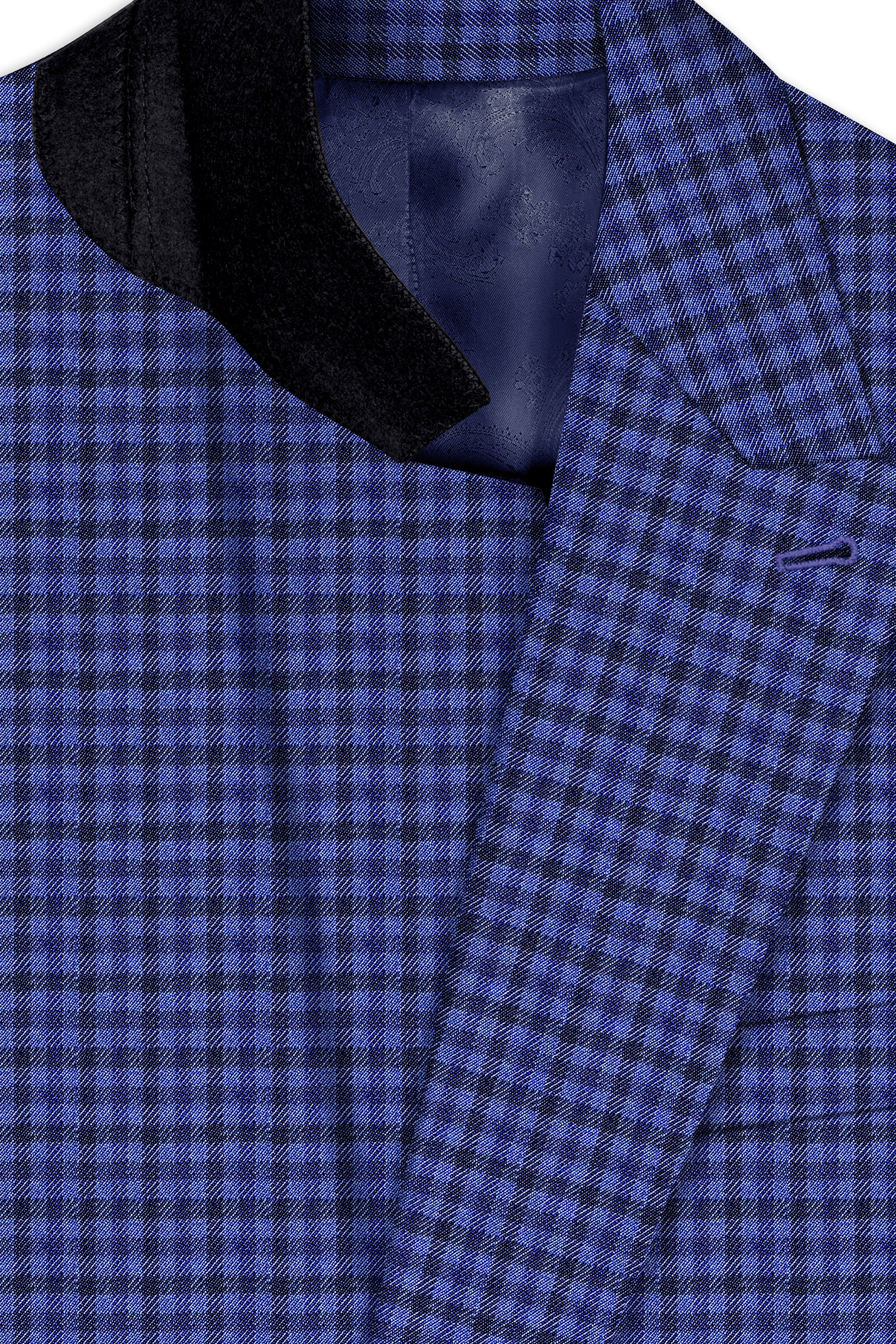 Victoria Blue Gingham Checkered Double Breasted Blazer