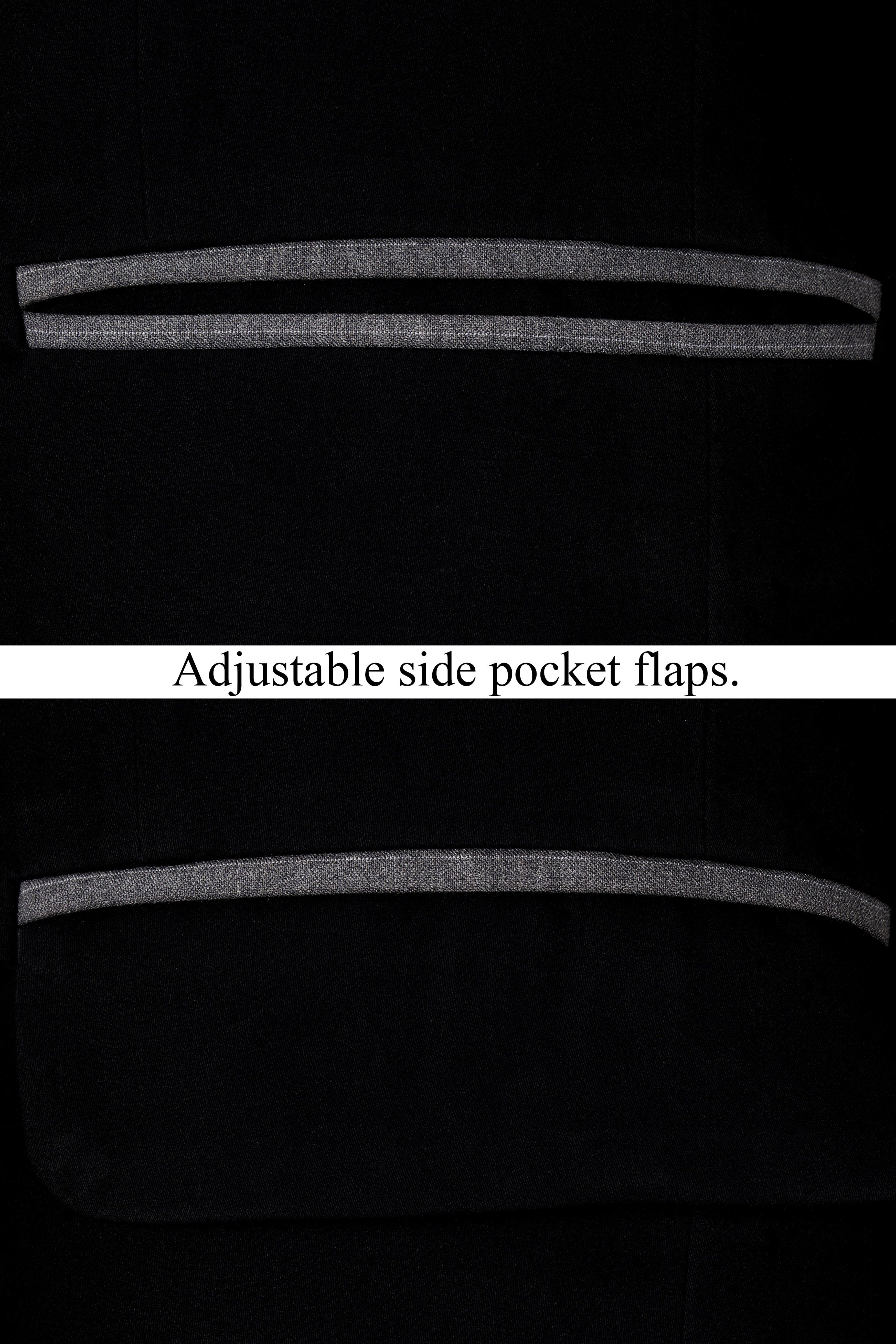 Noirex-Korean Black ( The Best Black We Have ) with Gray 4-Way Stretch Wrinkle-Free Single Breasted Designer Blazer