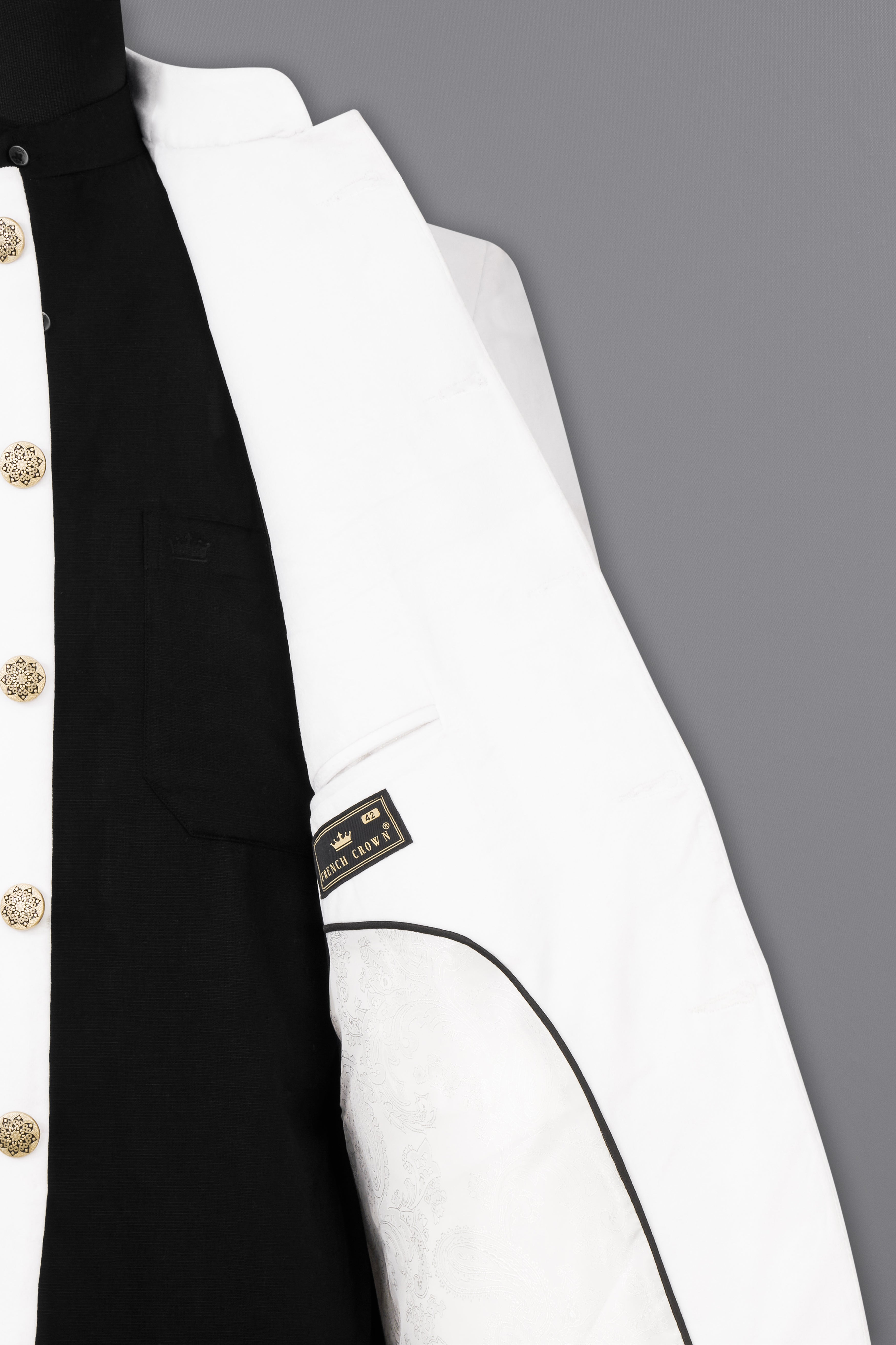 Bright White Bandhgala Velvet Blazer