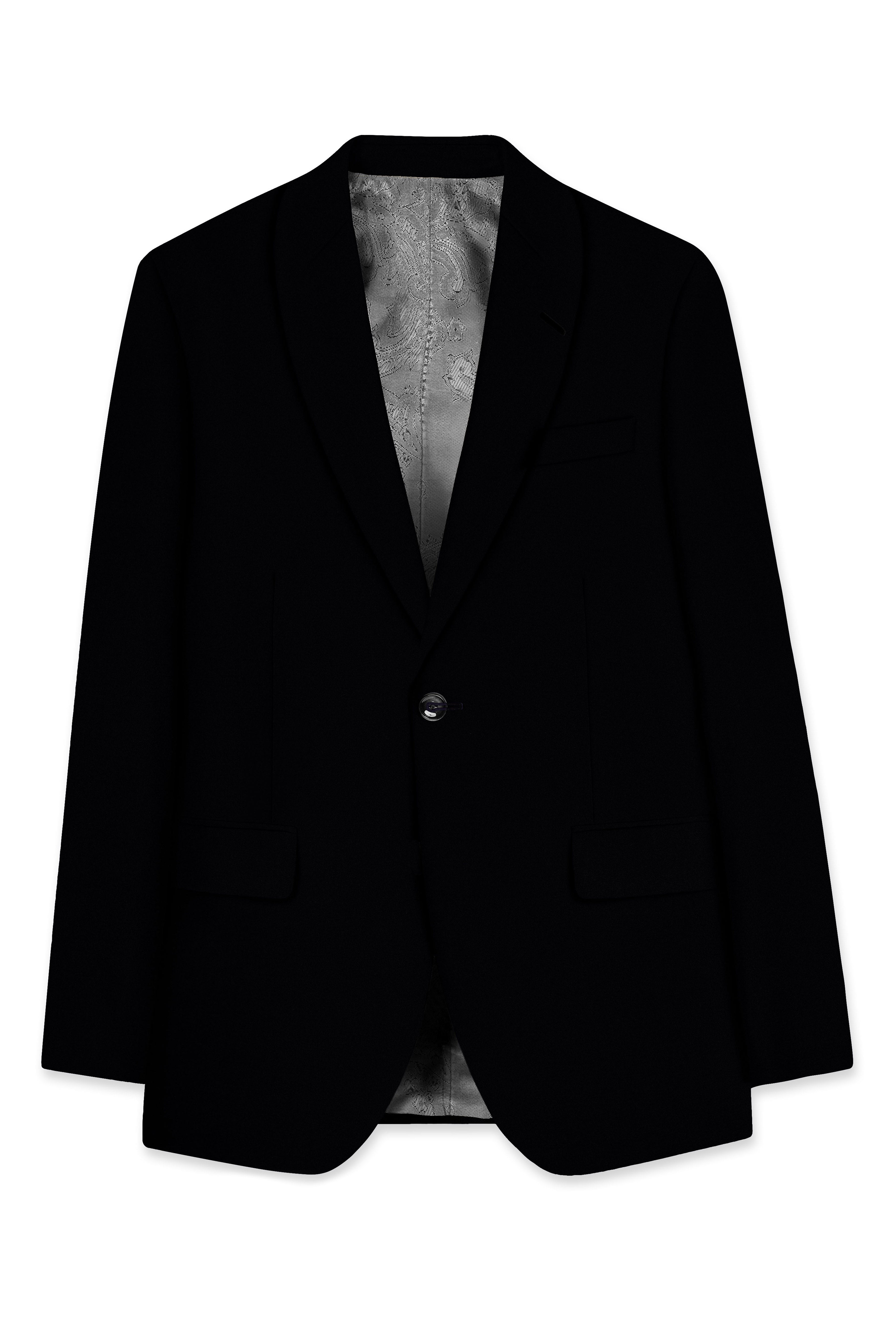 Noirex-Korean Black (The Best Black We Have) Tuxedo Designer 4-Way Stretch Wrinkle-Free Fluid Drape Fabric Blazer