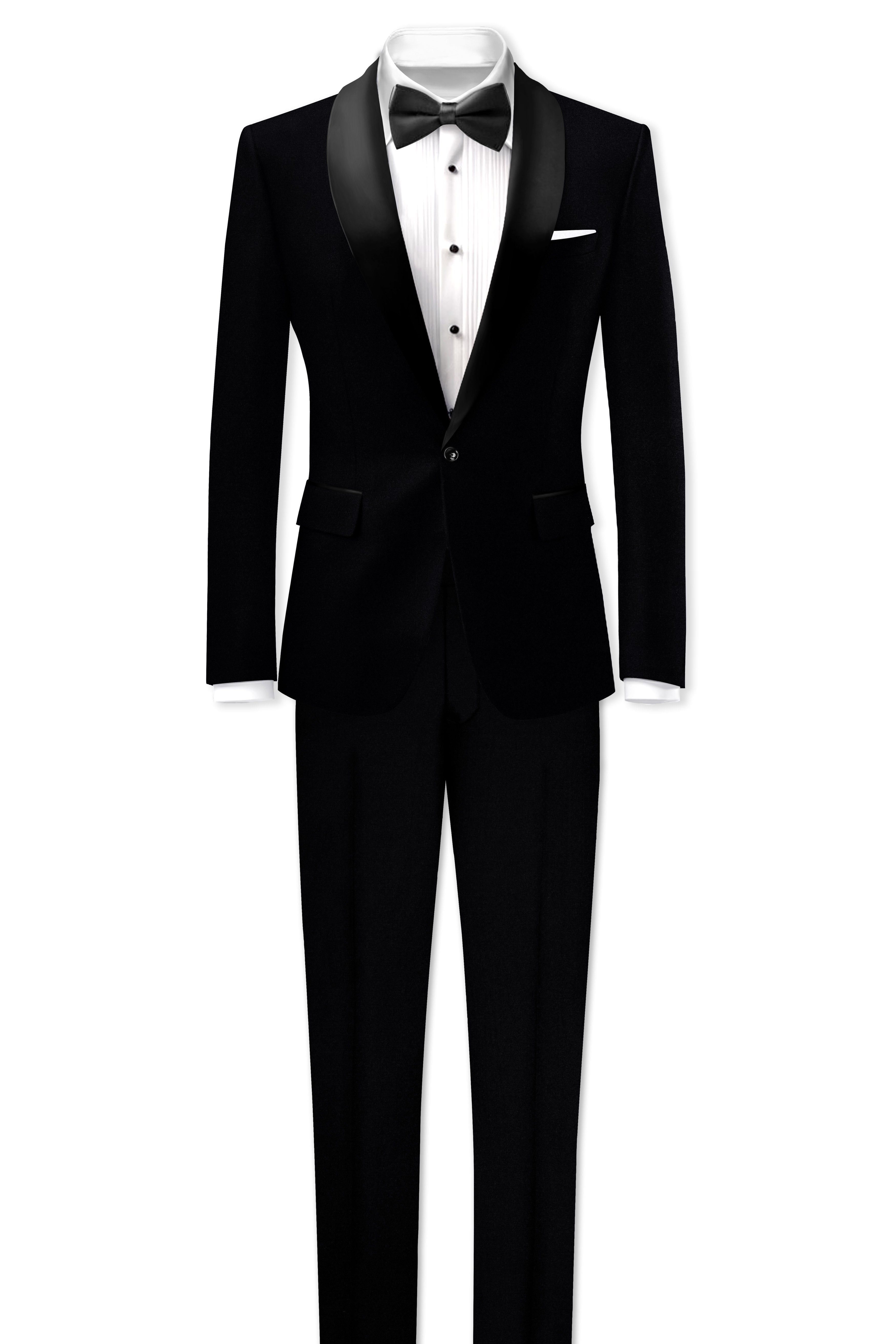 Noirex-Korean Black (The Best Black We Have) Tuxedo Designer 4-Way Stretch Wrinkle-Free Fluid Drape Fabric Blazer