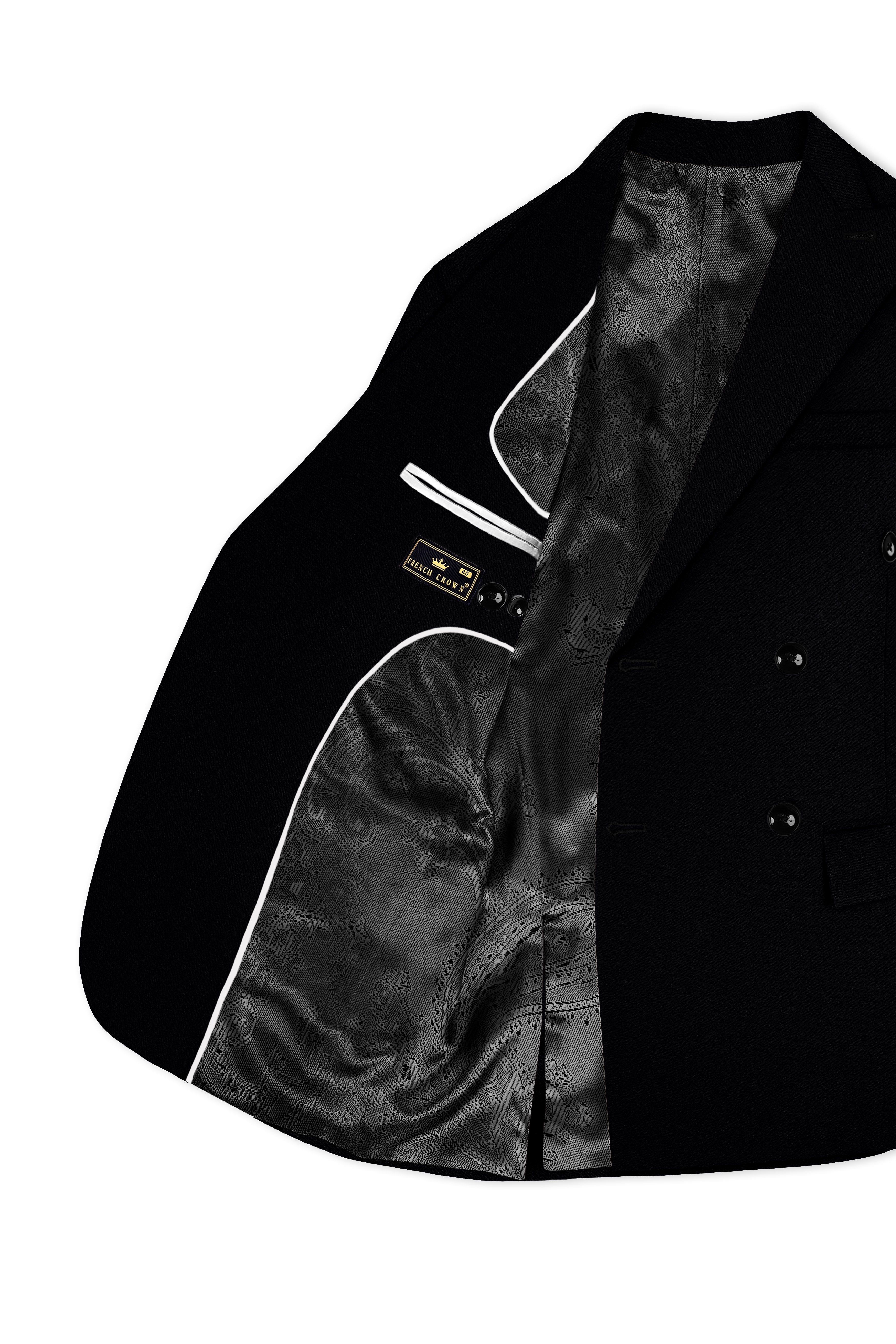 Noirex-Korean Black (The Best Black We Have) 4-Way Stretch Wrinkle-Free Double Breasted Blazer