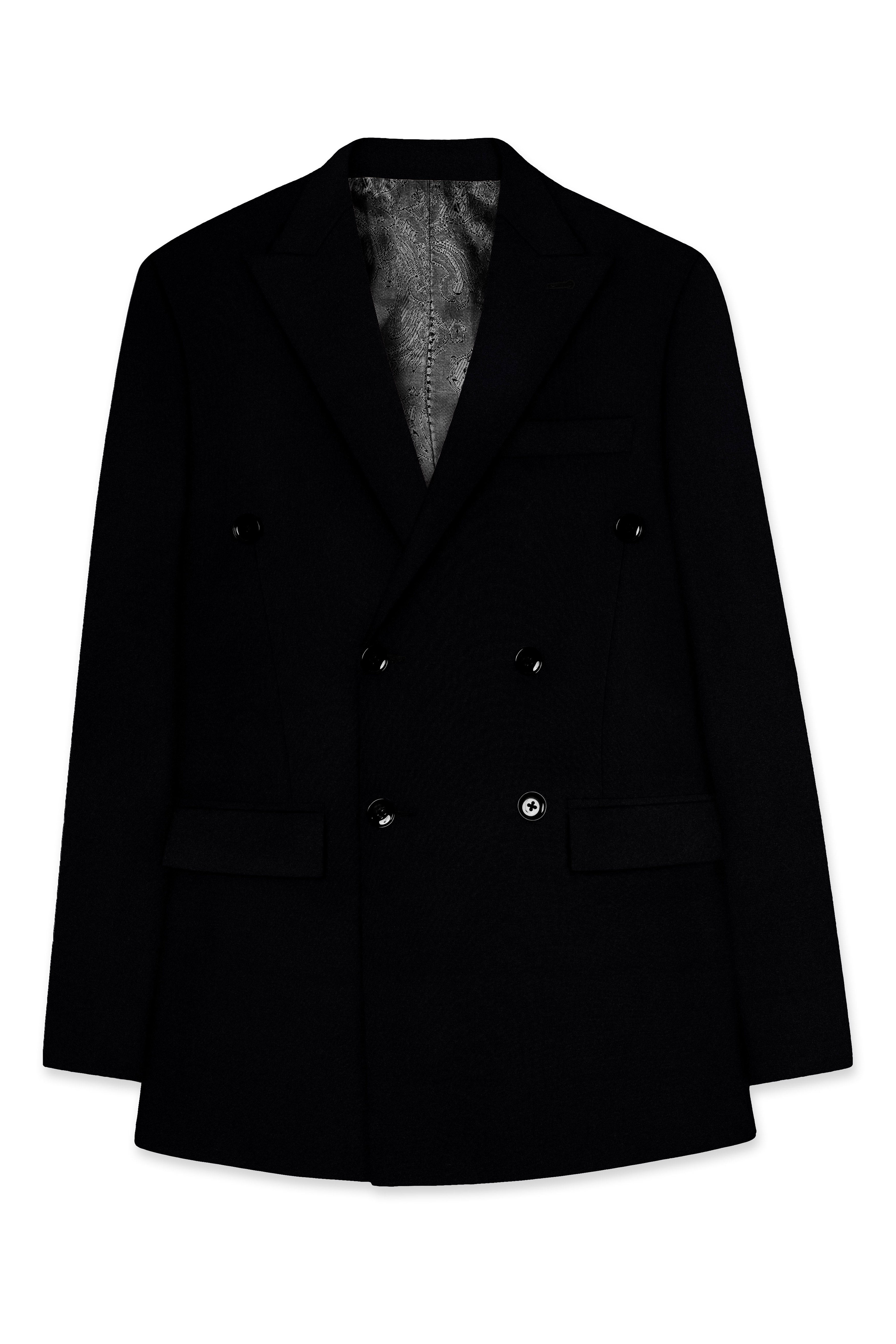 Noirex-Korean Black (The Best Black We Have) 4-Way Stretch Wrinkle-Free Double Breasted Blazer