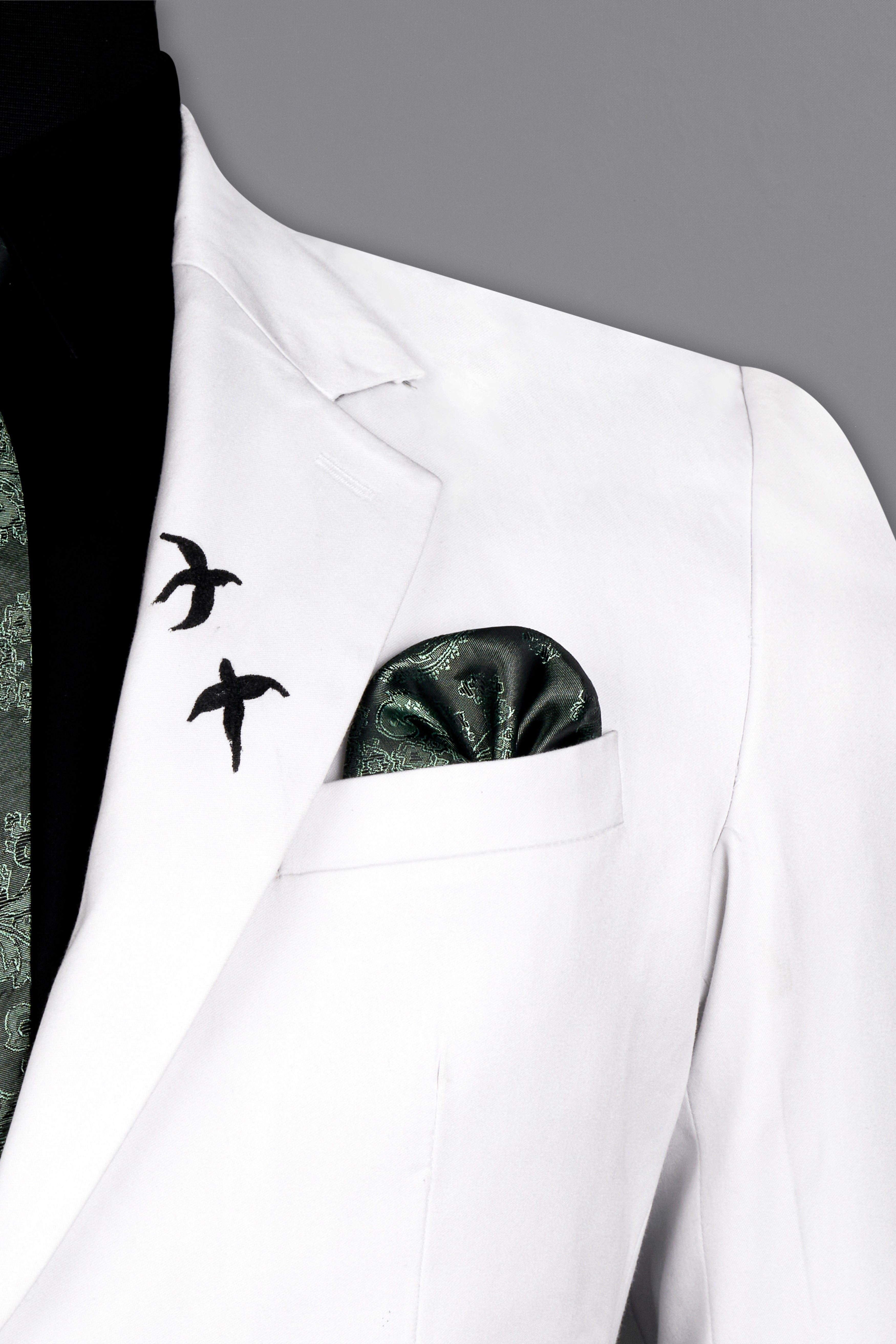 Bright White With Attractive Stretchable Hand Painted Single Breasted Designer Blazer