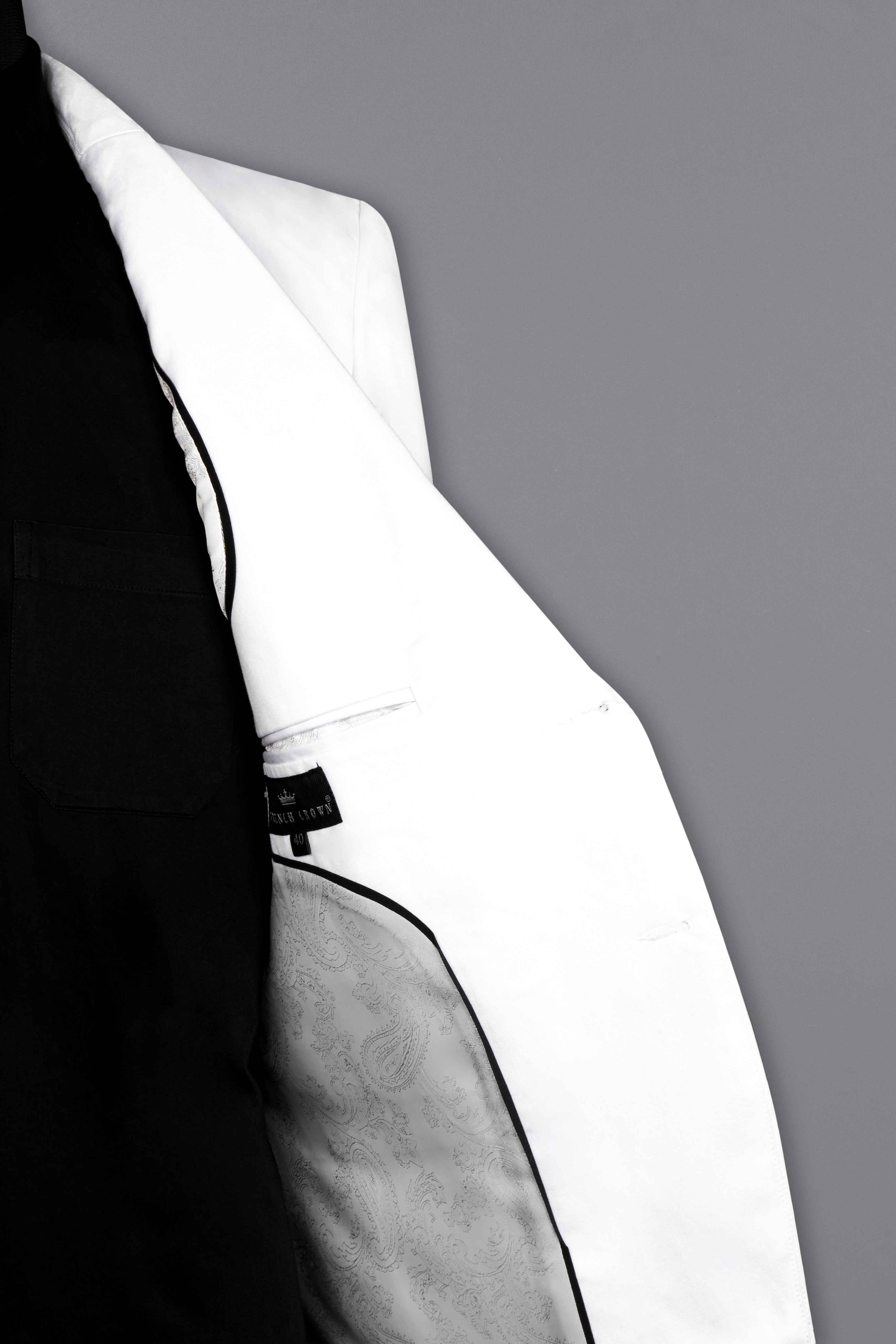 Bright White With Attractive Stretchable Hand Painted Single Breasted Designer Blazer