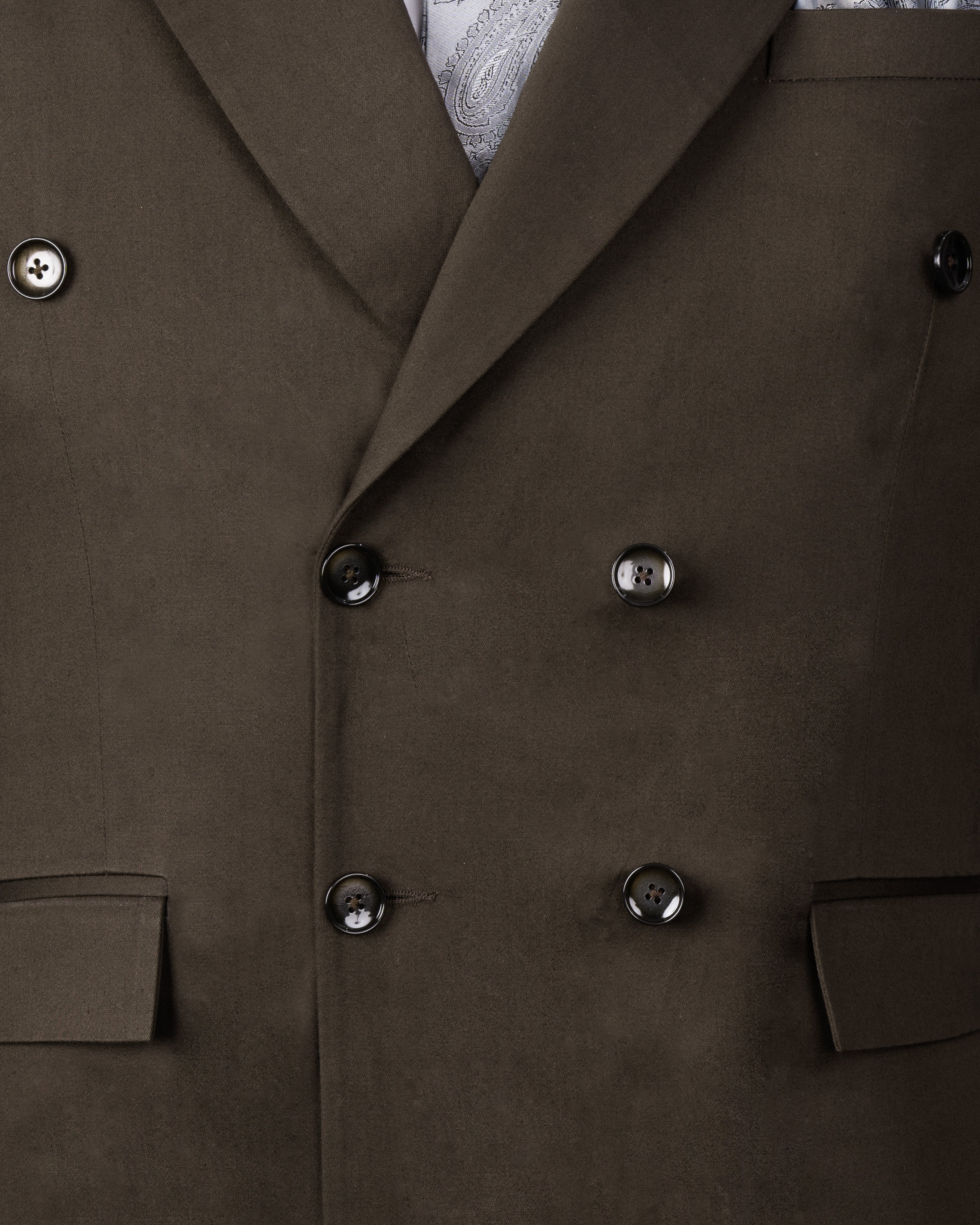 Walnut Brown Solid Stretchable Premium Cotton Double Breasted traveler Blazer