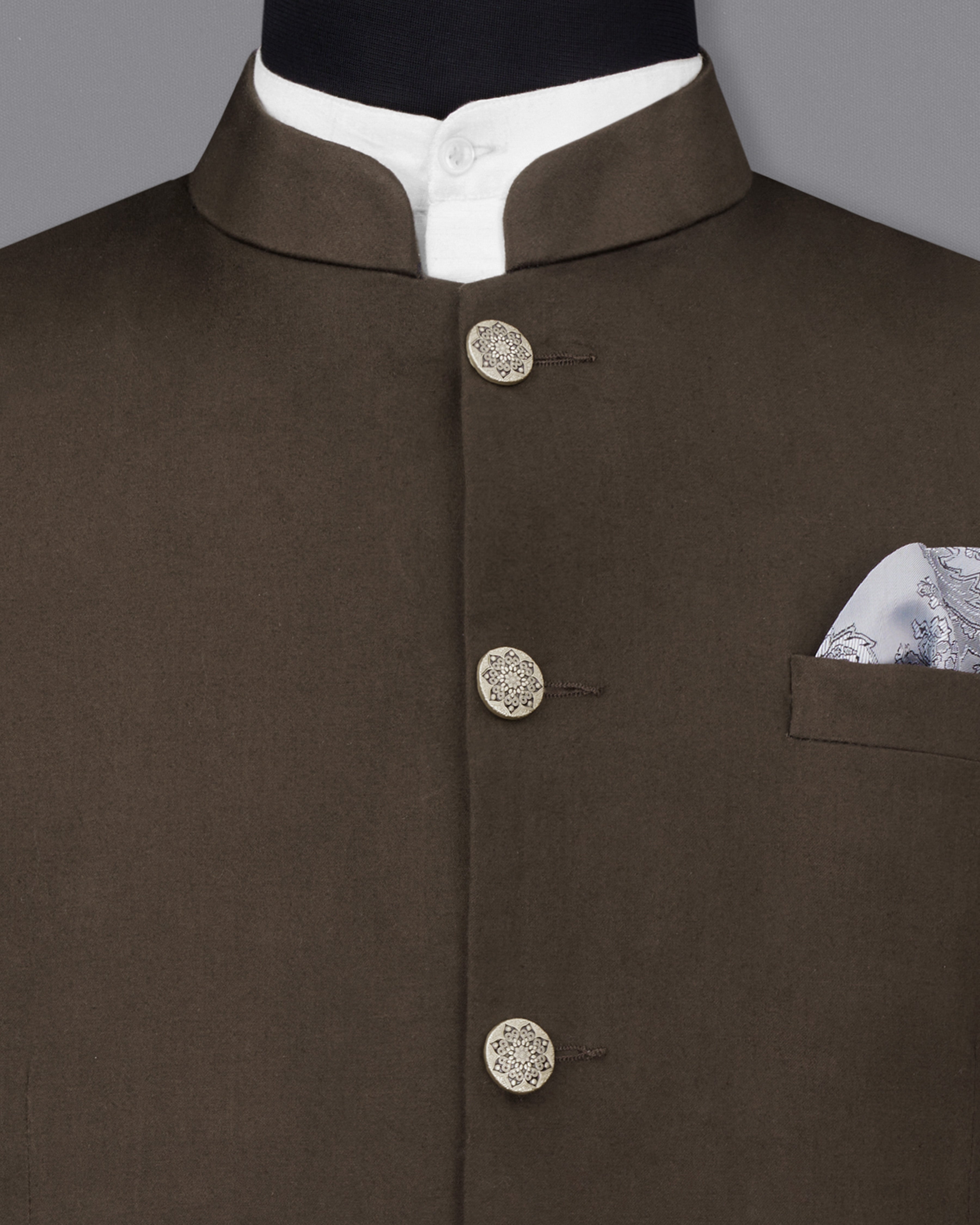 Walnut Brown Stretchable Premium Cotton Bandhgala traveler Blazer