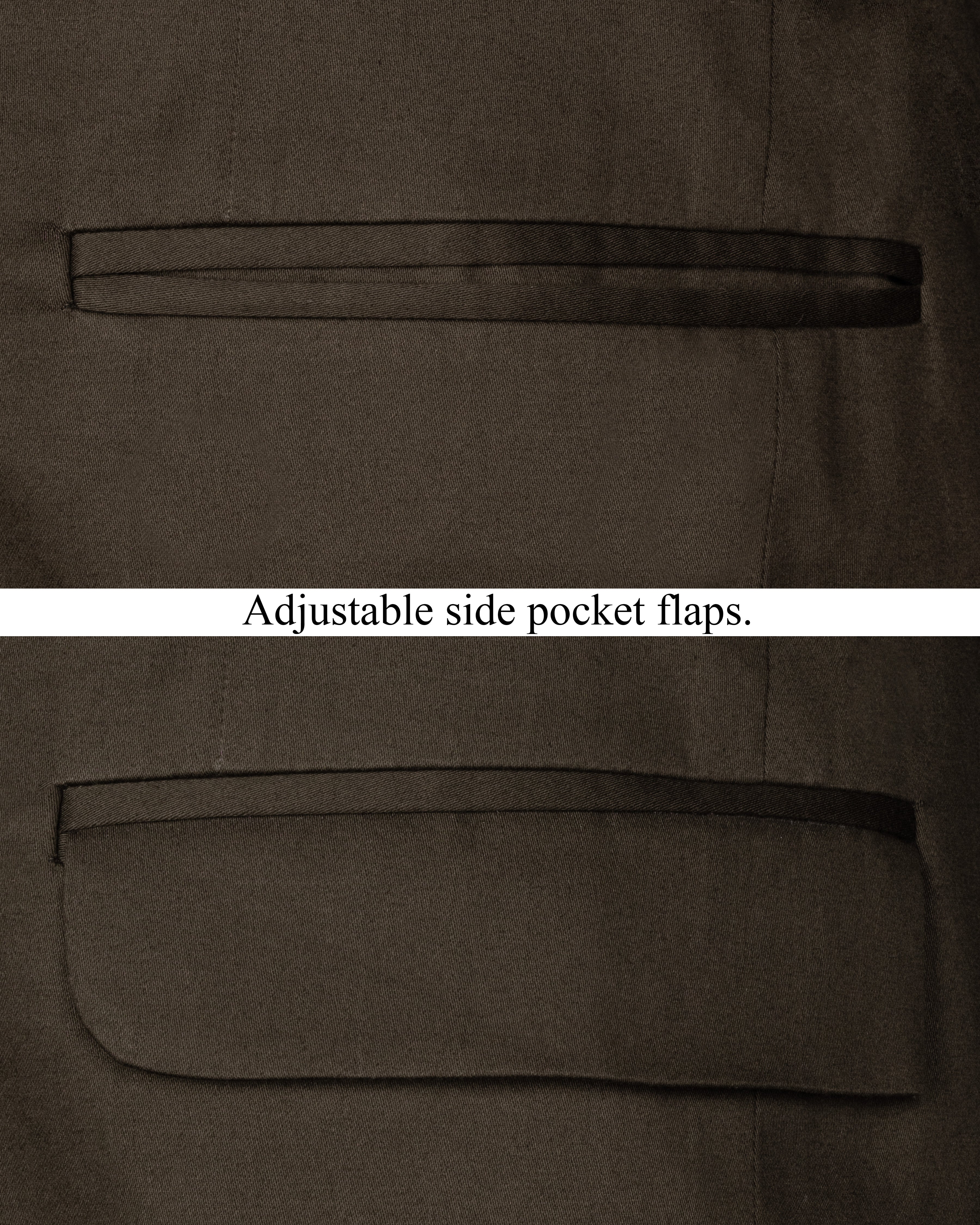 Walnut Brown Stretchable Premium Cotton Bandhgala traveler Blazer