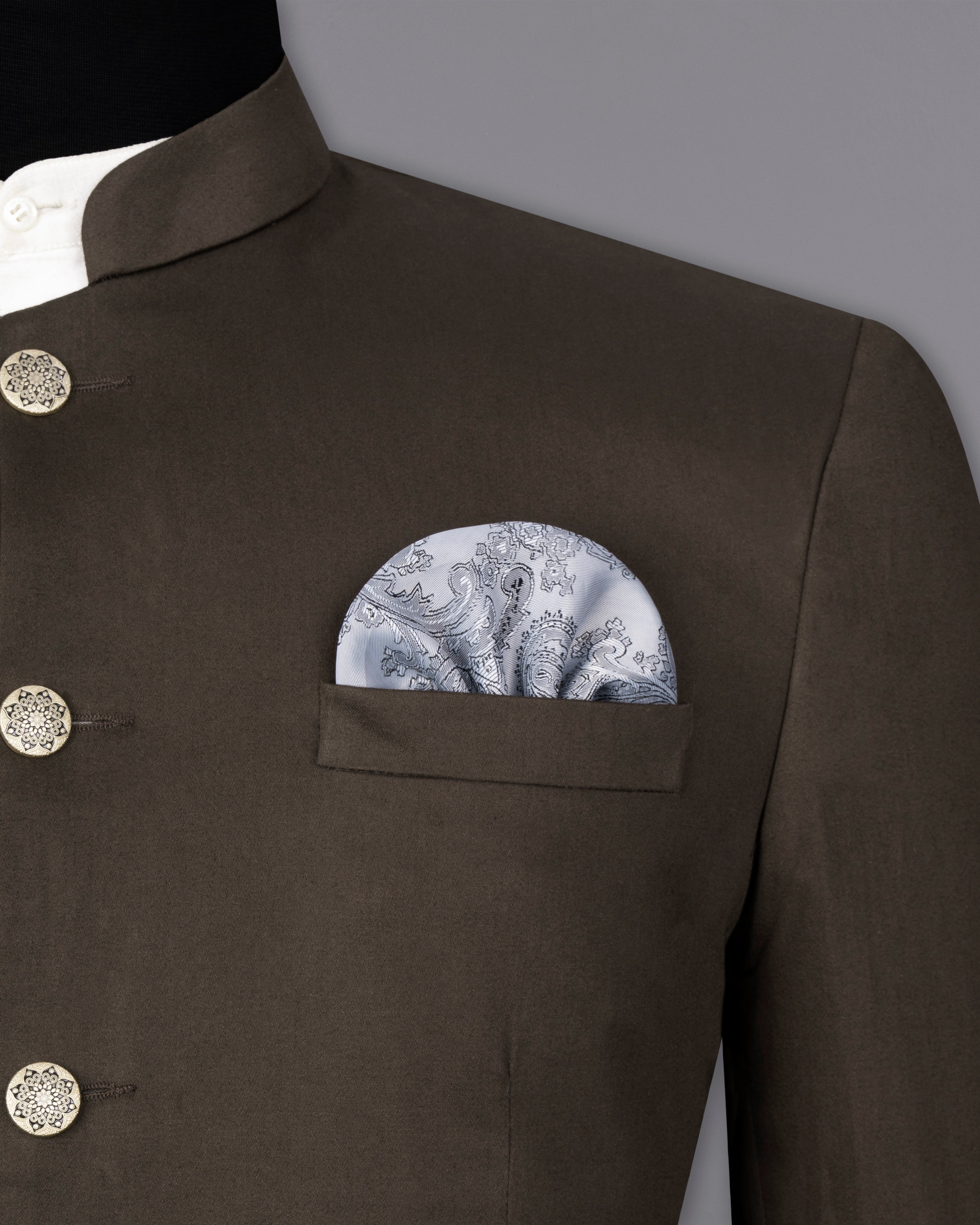 Walnut Brown Stretchable Premium Cotton Bandhgala traveler Blazer