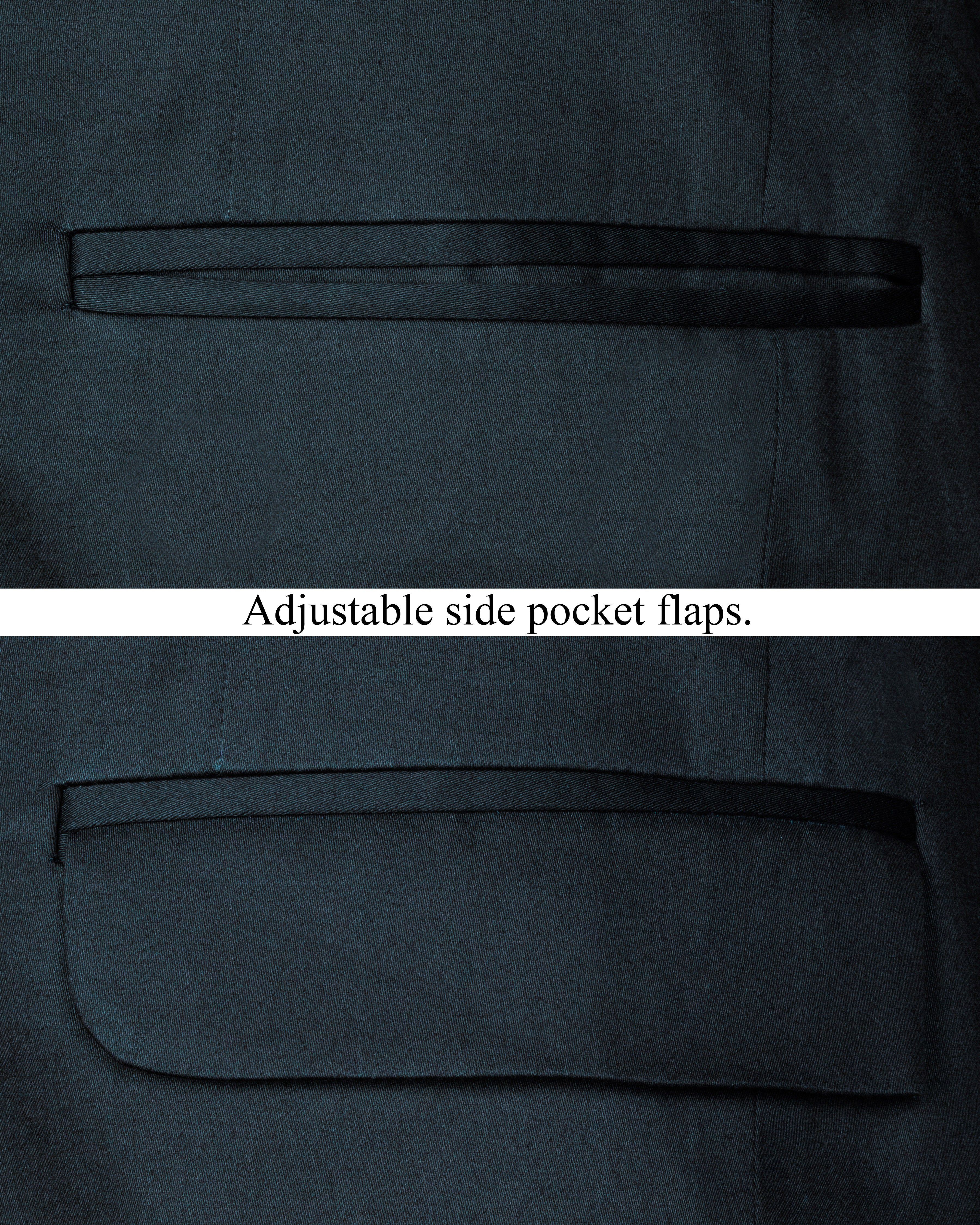 Timber Sea Green Cross Placket Stretchable Premium Cotton Bandhgala traveler Blazer