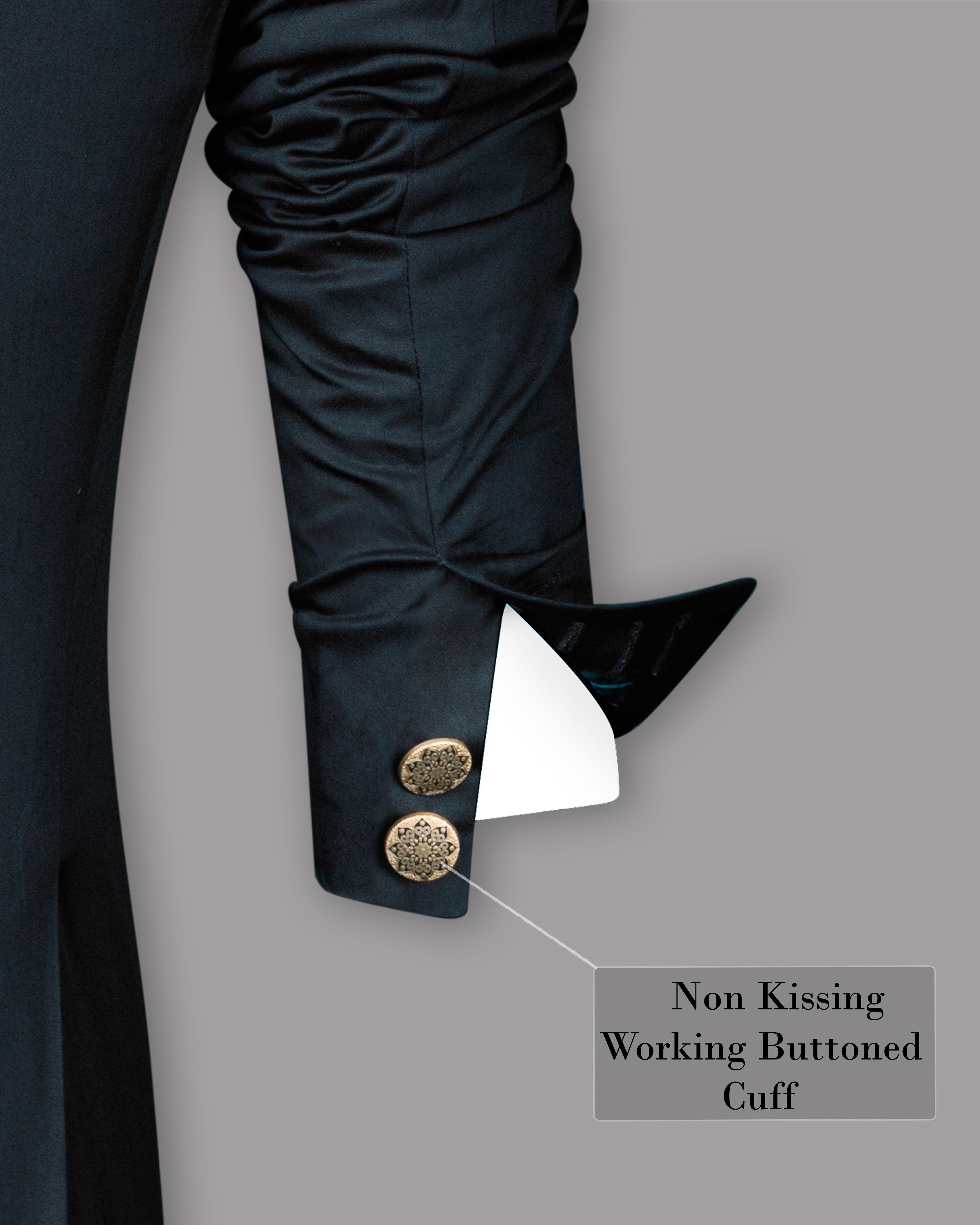 Timber Sea Green Cross Placket Stretchable Premium Cotton Bandhgala traveler Blazer