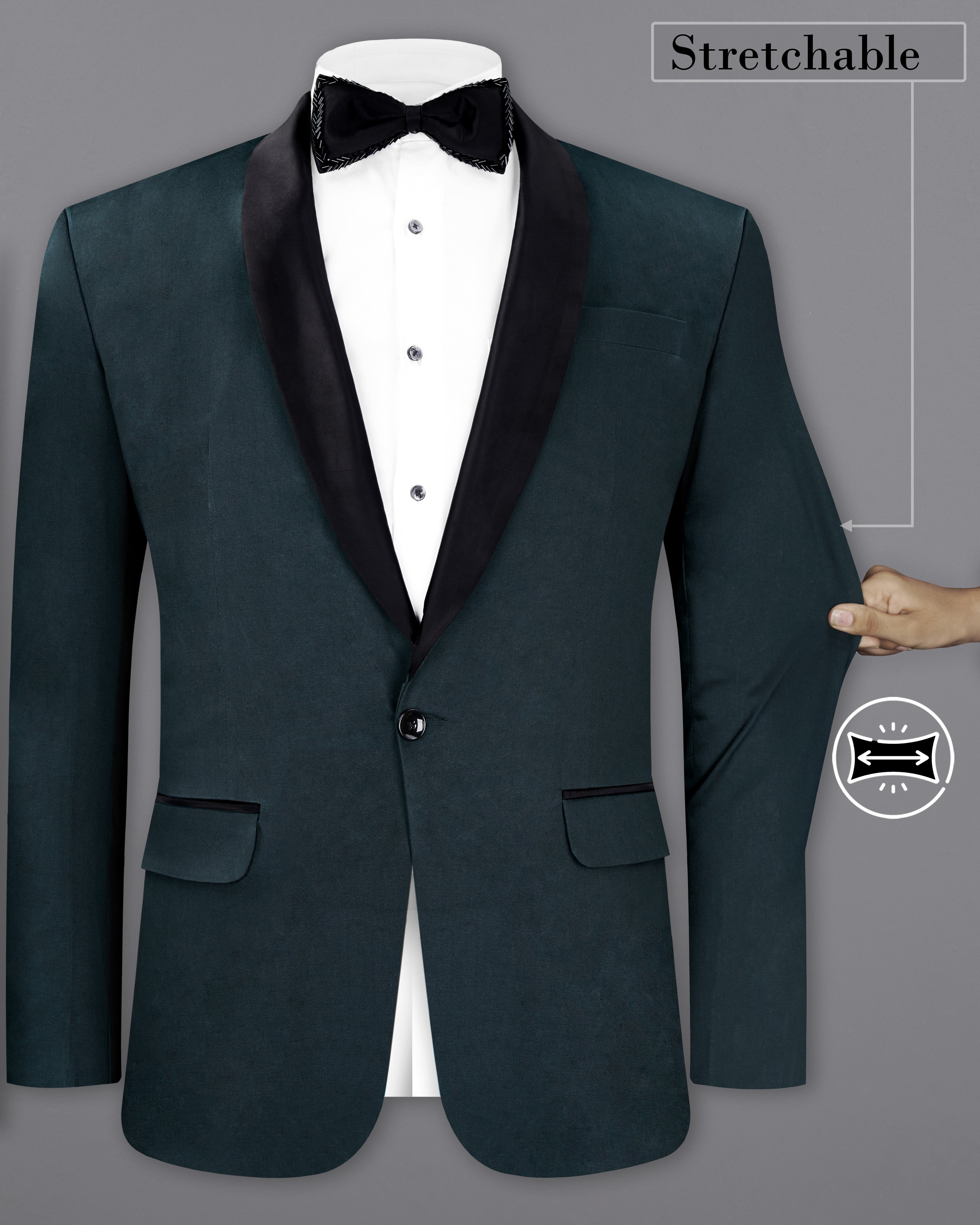 Timber Sea Green Stretchable Premium Cotton Tuxedo traveler Blazer