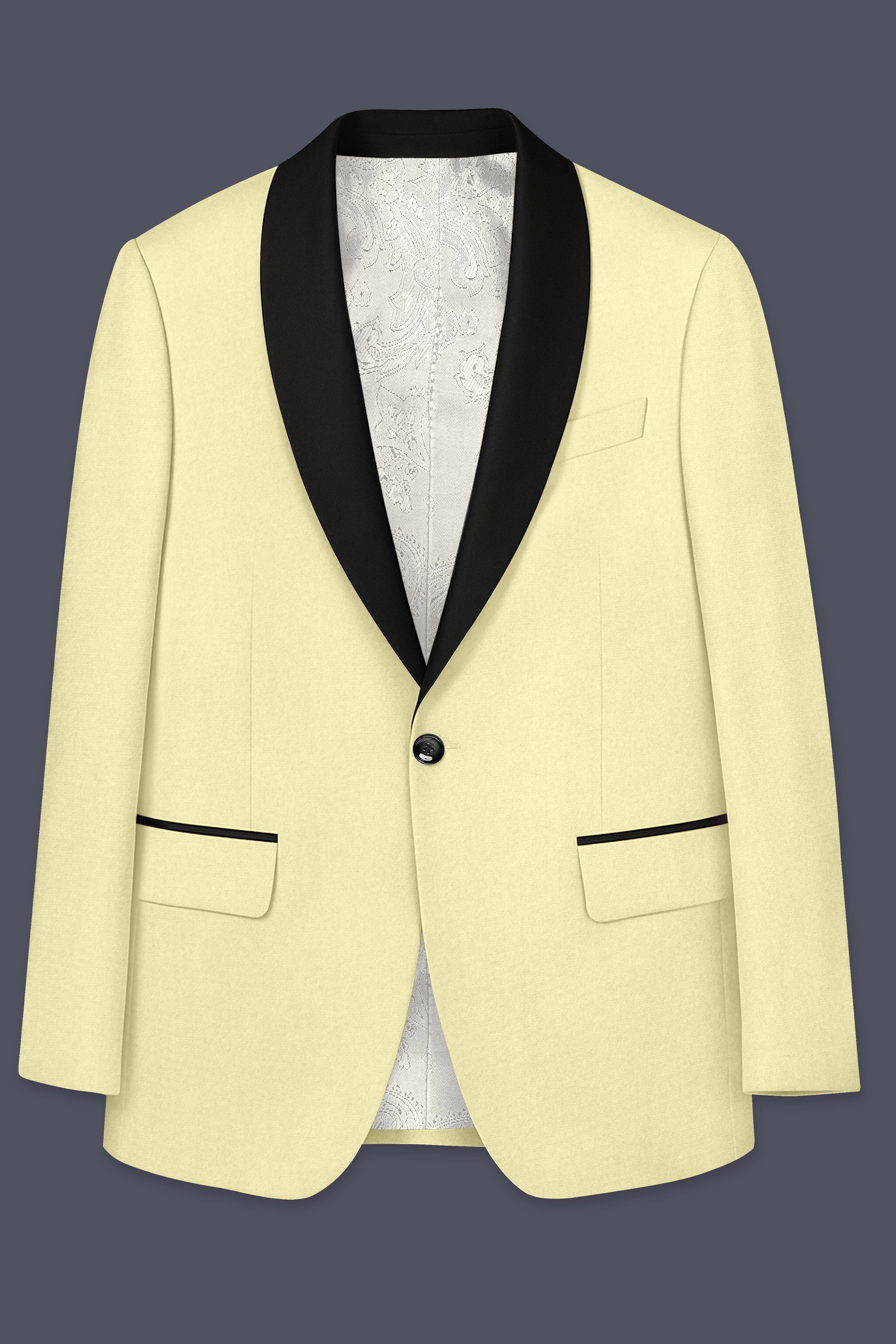 Maize Cream Tuxedo Premium Cotton Stretchable traveler Blazer