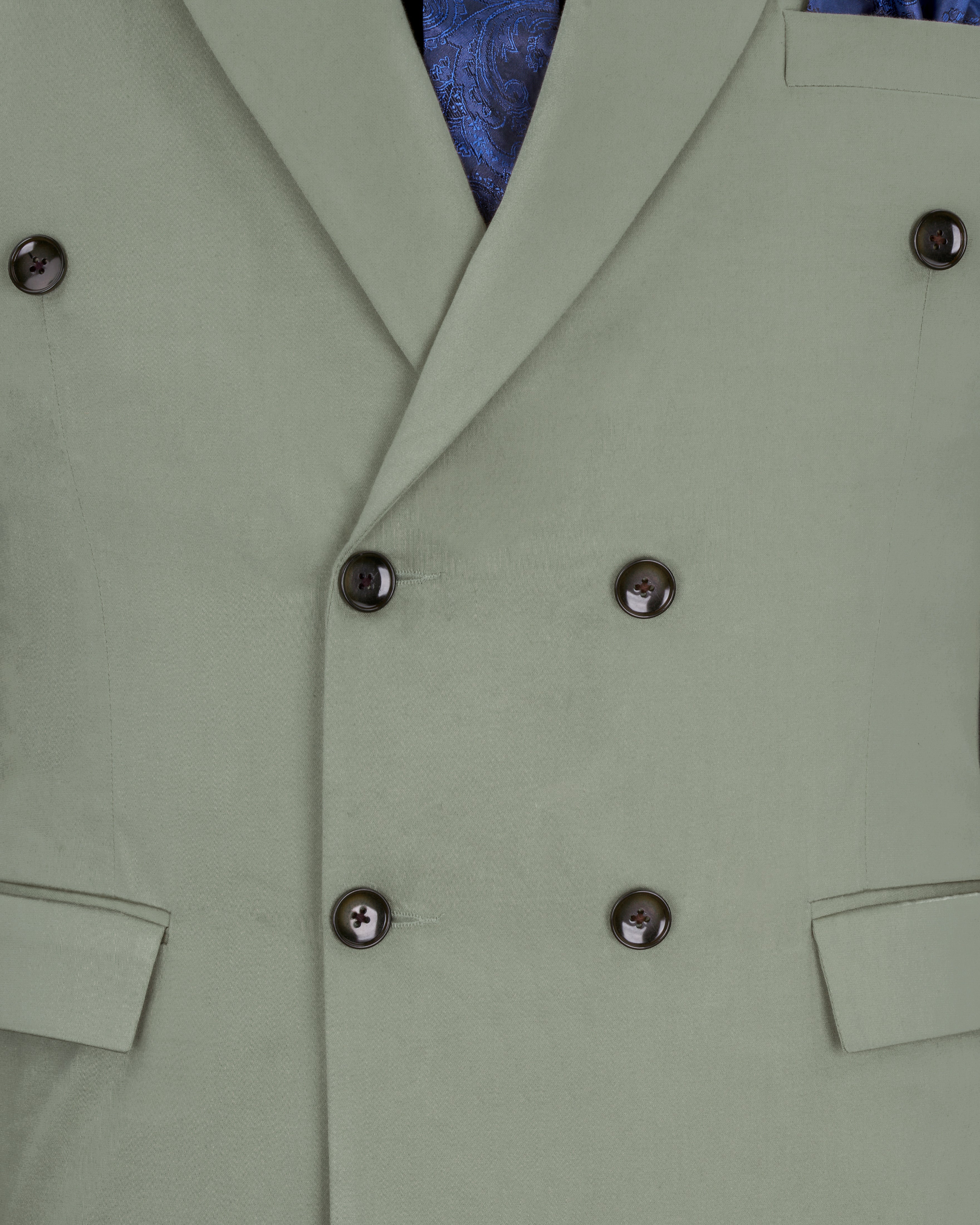 Granite Green Stretchable Double Breasted Premium Cotton traveler Blazer