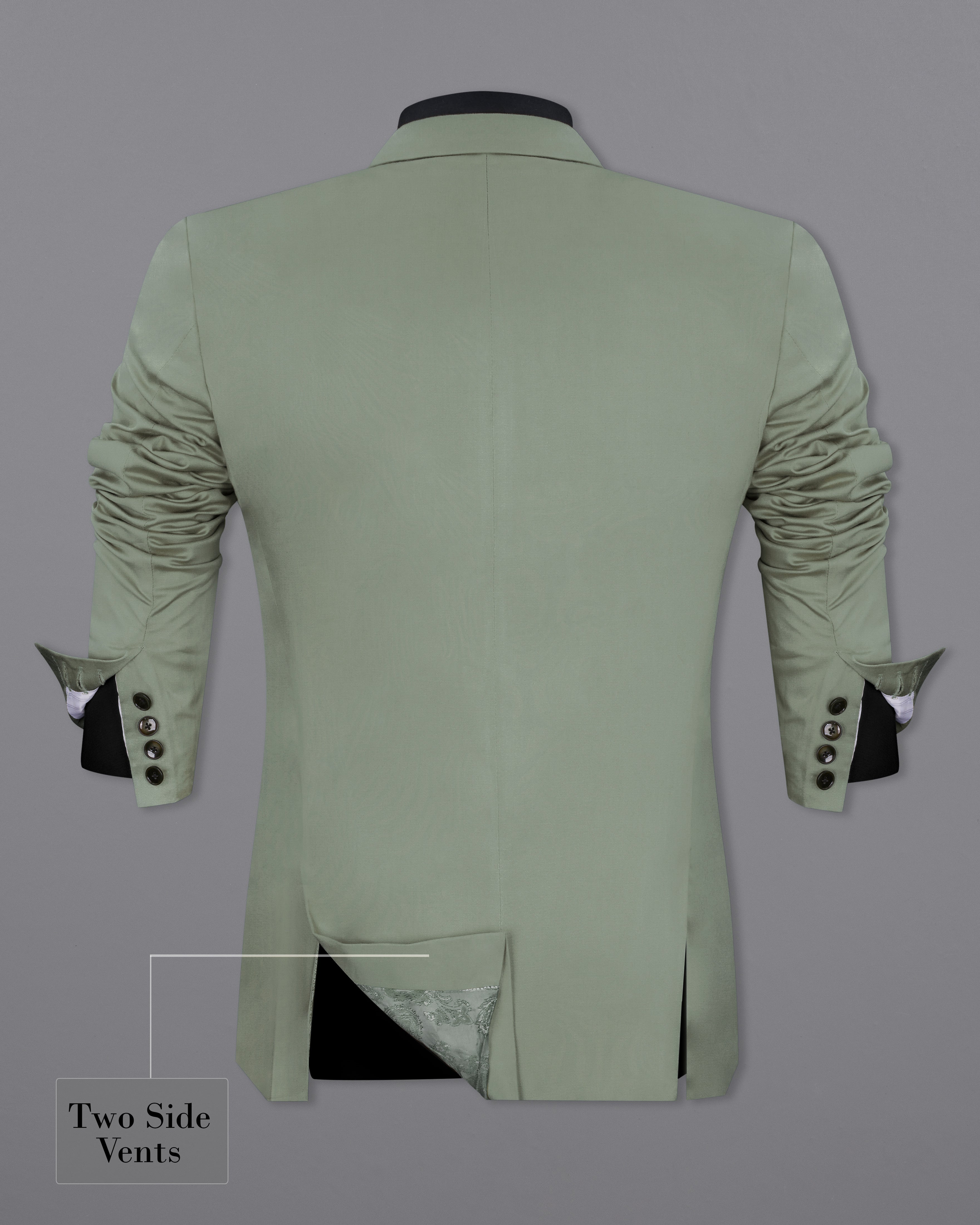 Granite Green Stretchable Double Breasted Premium Cotton traveler Blazer