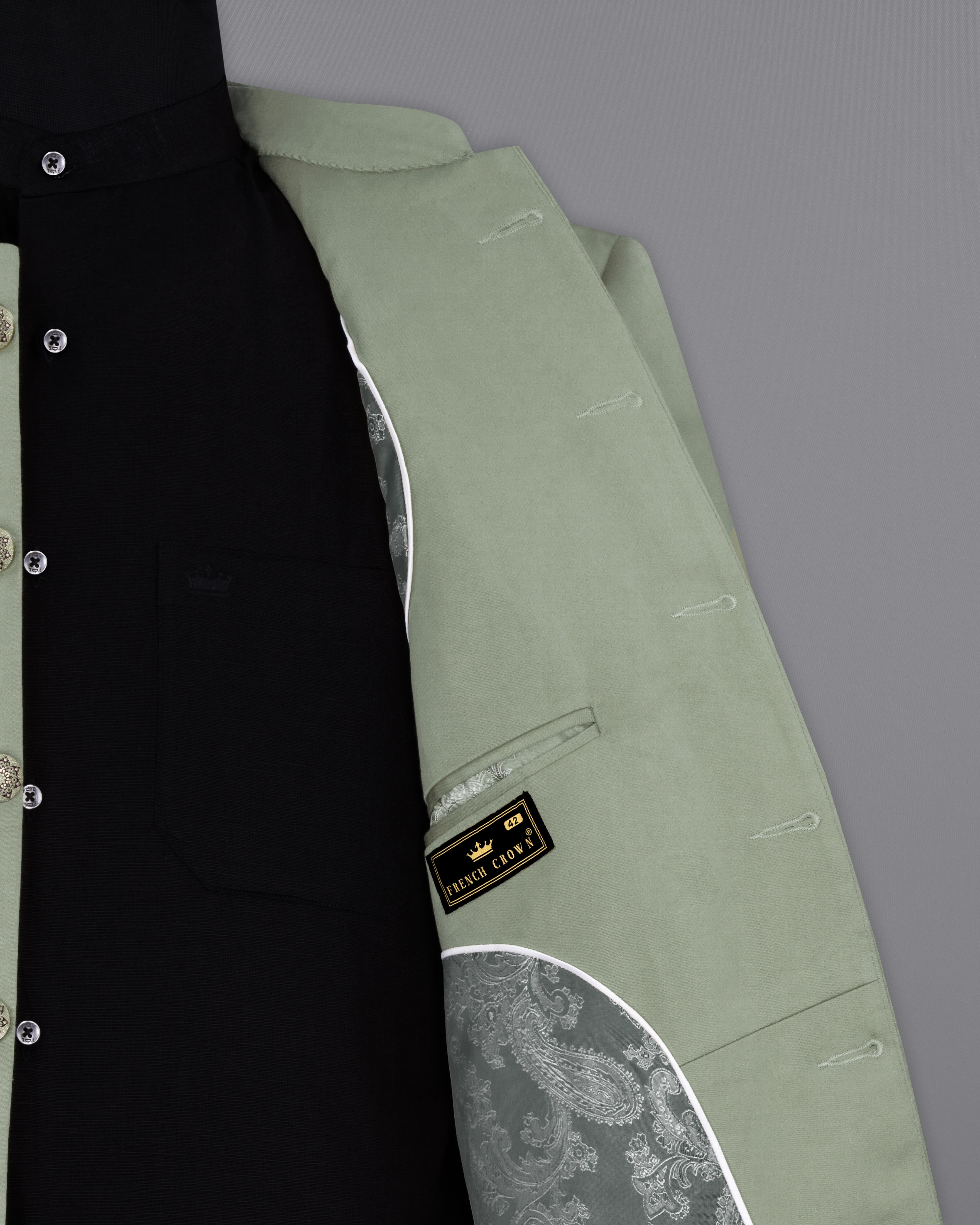 Granite Green Bandhgala Premium Cotton Stretchable traveler Blazer