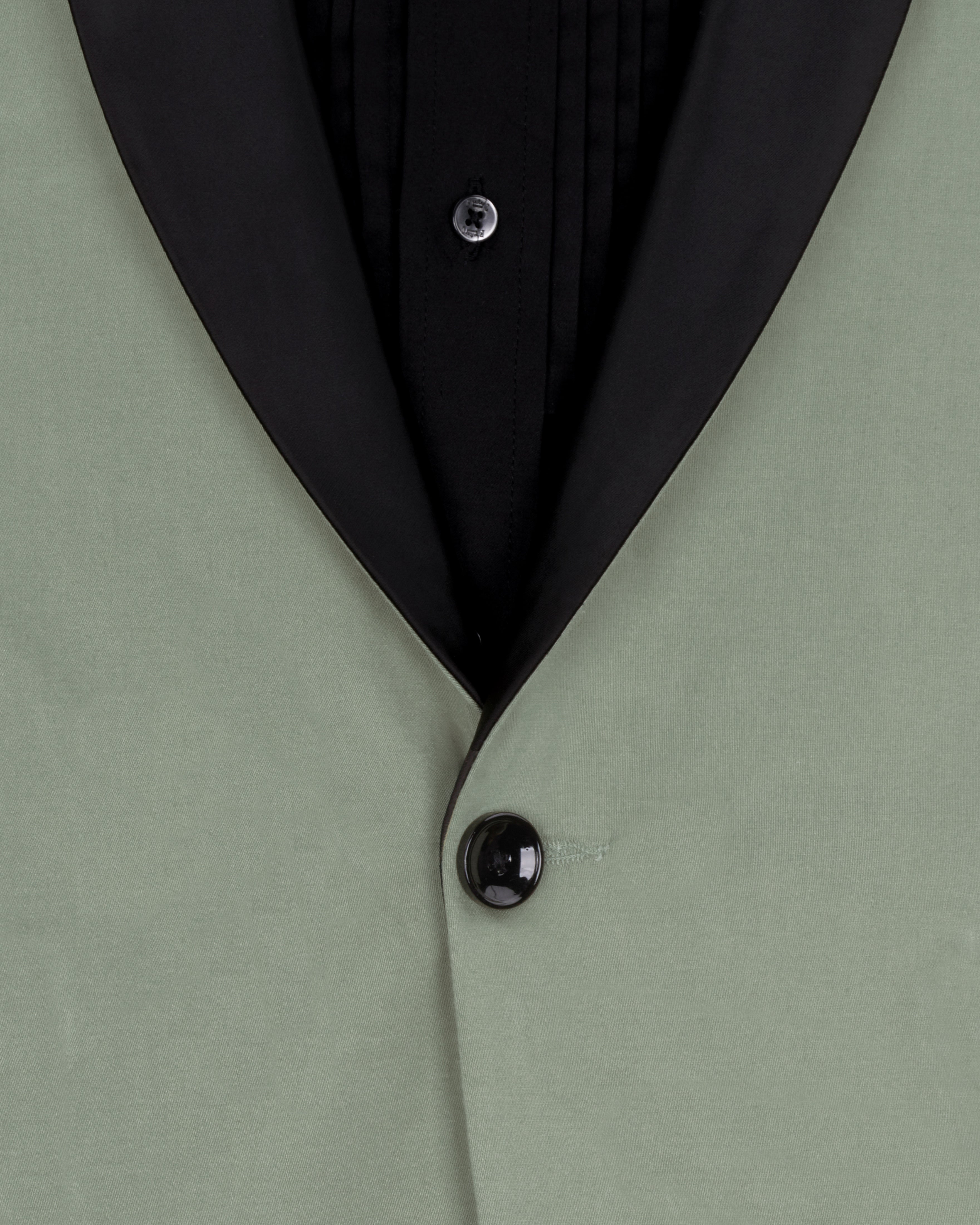 Granite Green Tuxedo With Black Lapel Premium Cotton Stretchable traveler Blazer