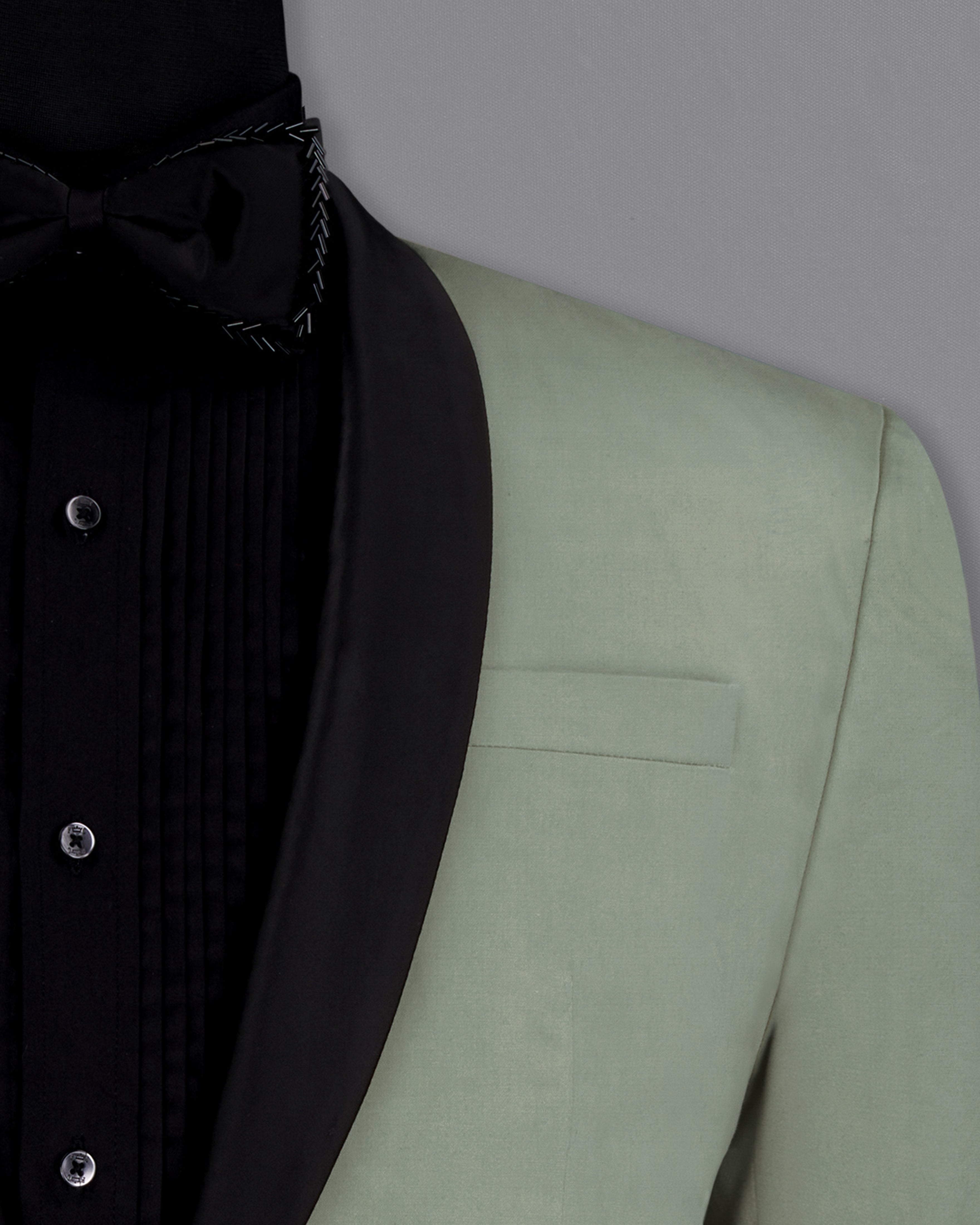 Granite Green Tuxedo With Black Lapel Premium Cotton Stretchable traveler Blazer