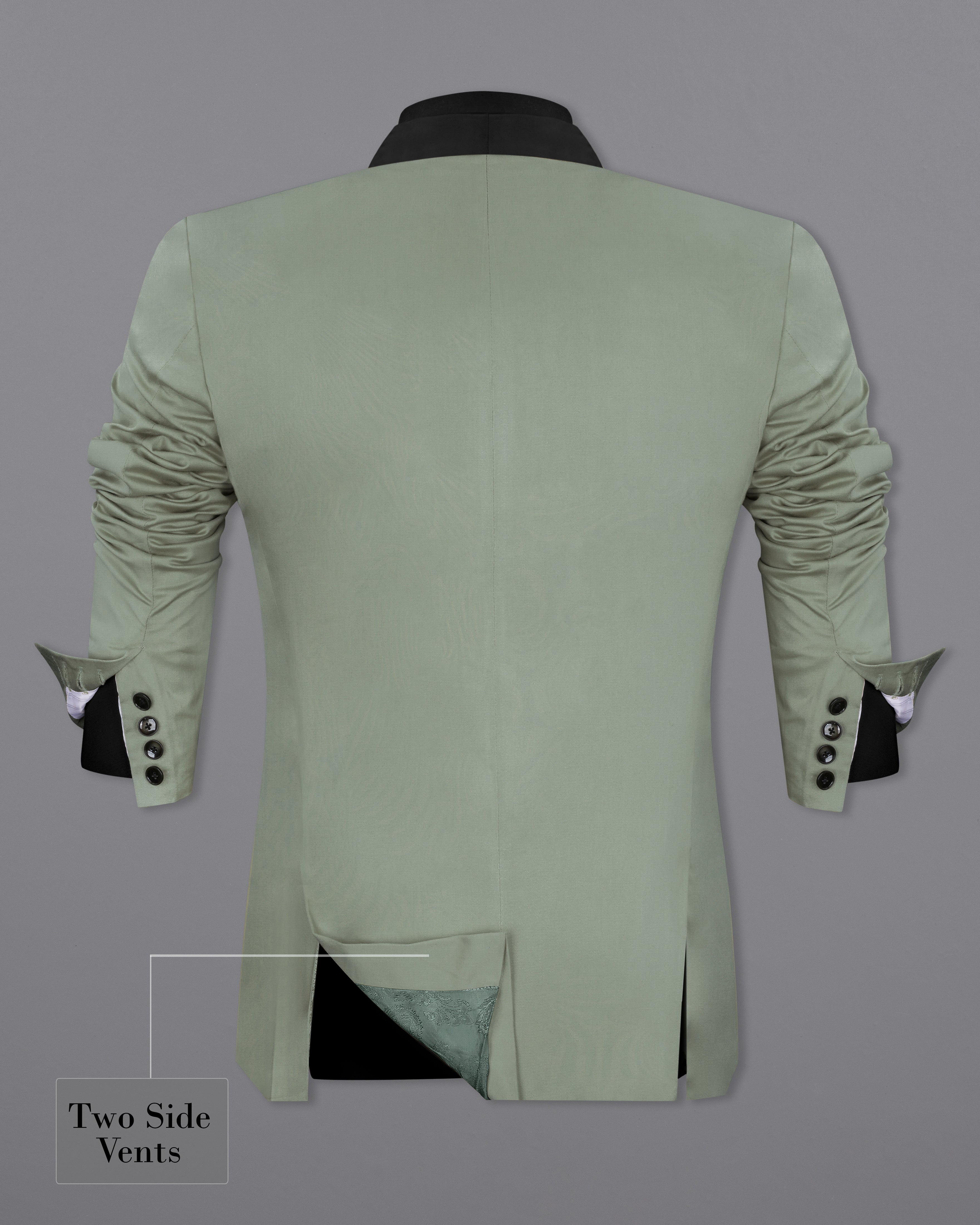 Granite Green Tuxedo With Black Lapel Premium Cotton Stretchable traveler Blazer