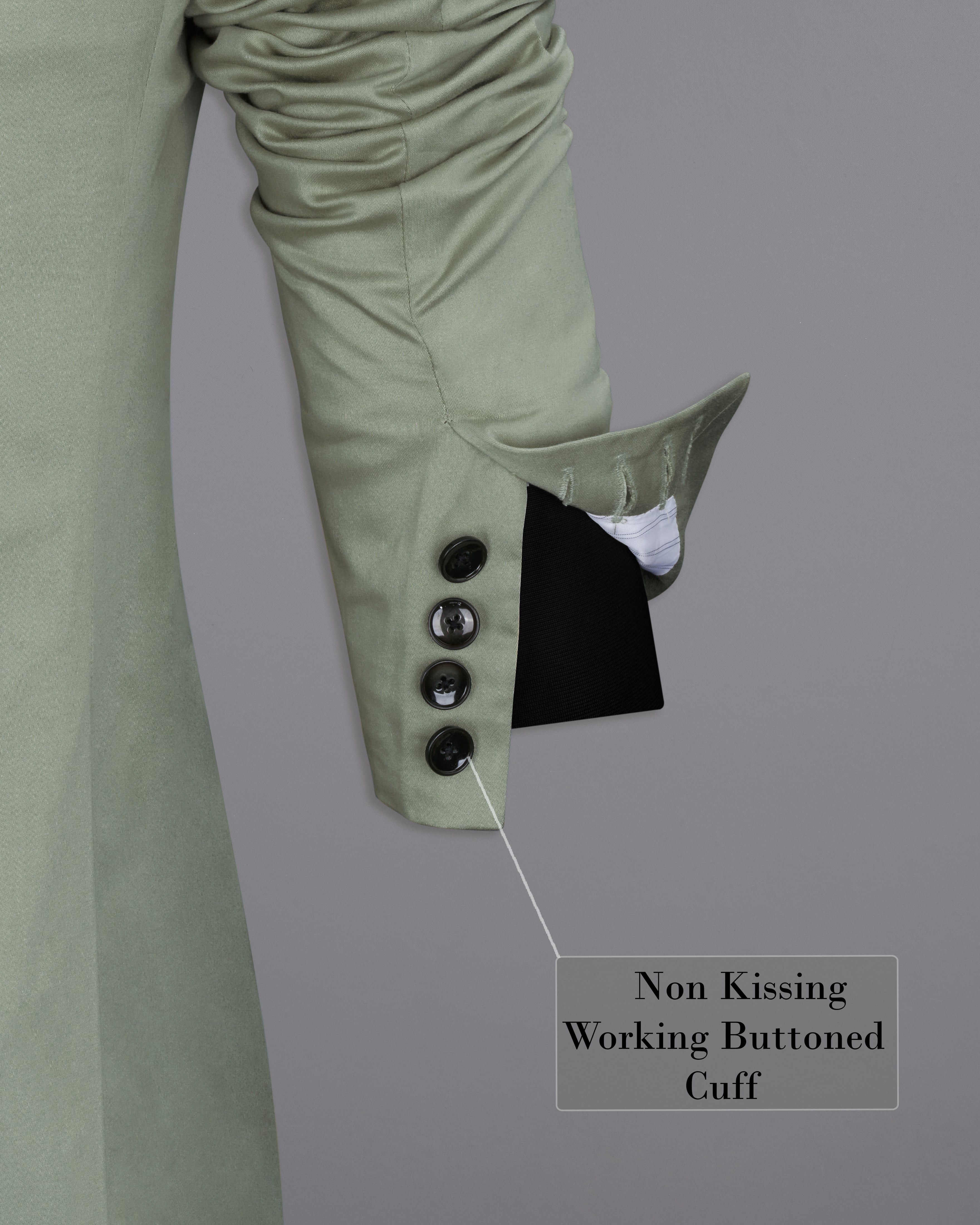 Granite Green Tuxedo With Black Lapel Premium Cotton Stretchable traveler Blazer