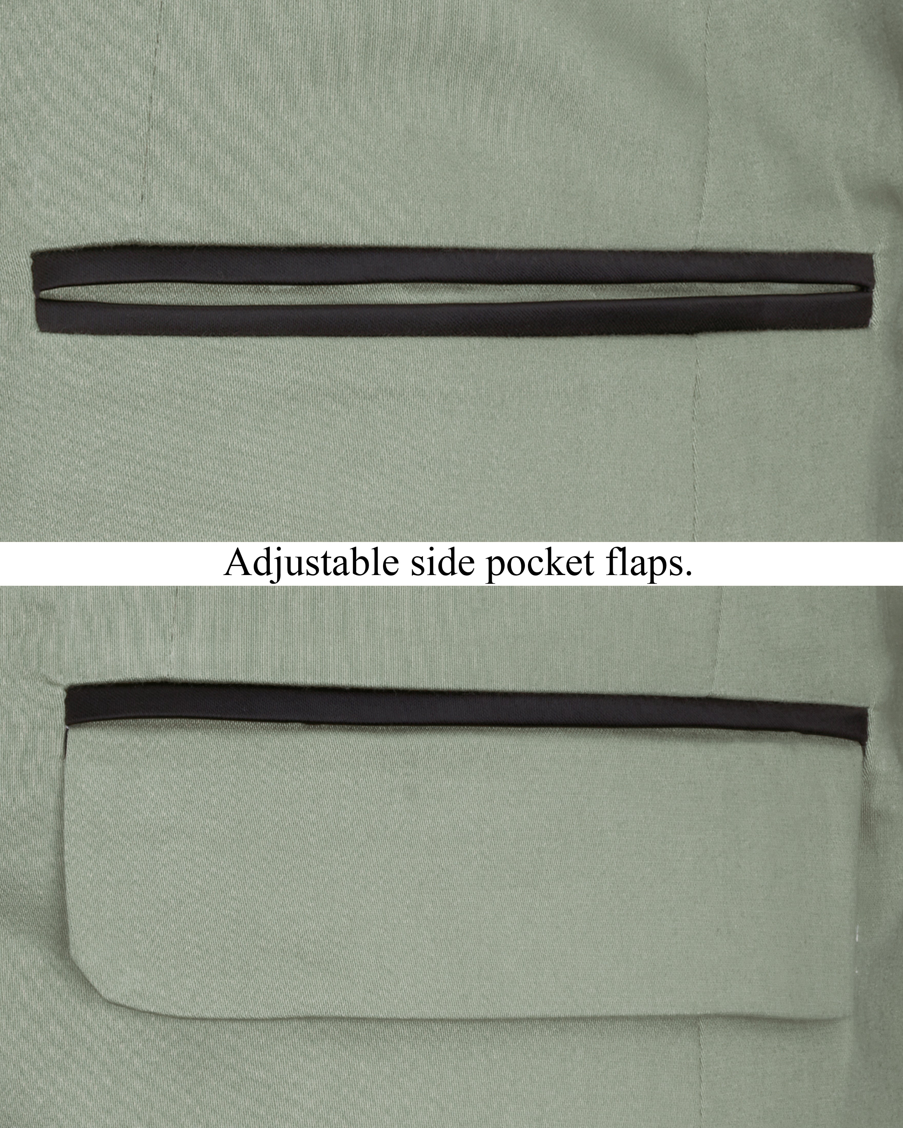 Granite Green Tuxedo With Black Lapel Premium Cotton Stretchable traveler Blazer