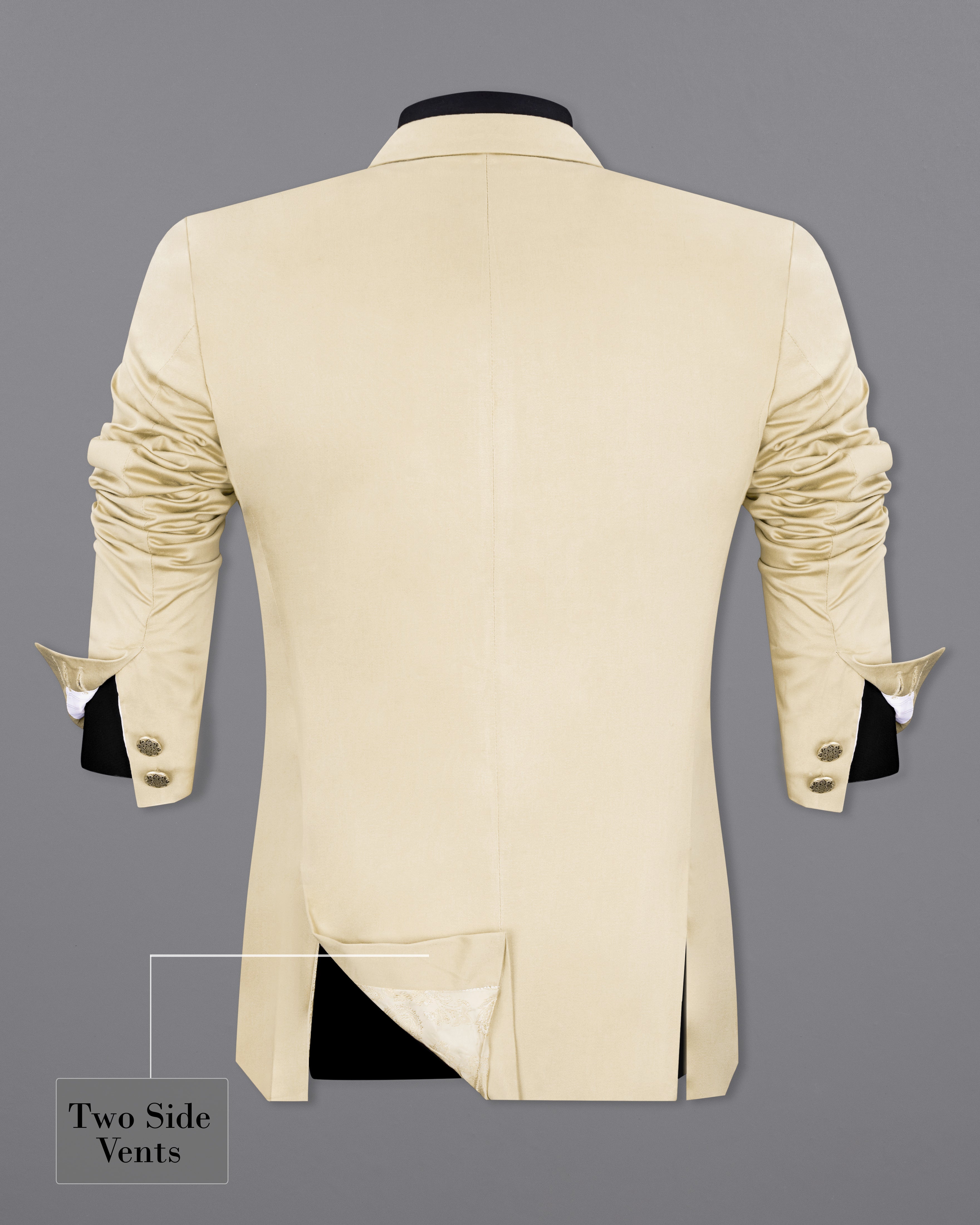 Moon Mist Beige Bandhgala Premium Cotton Stretchable traveler Blazer