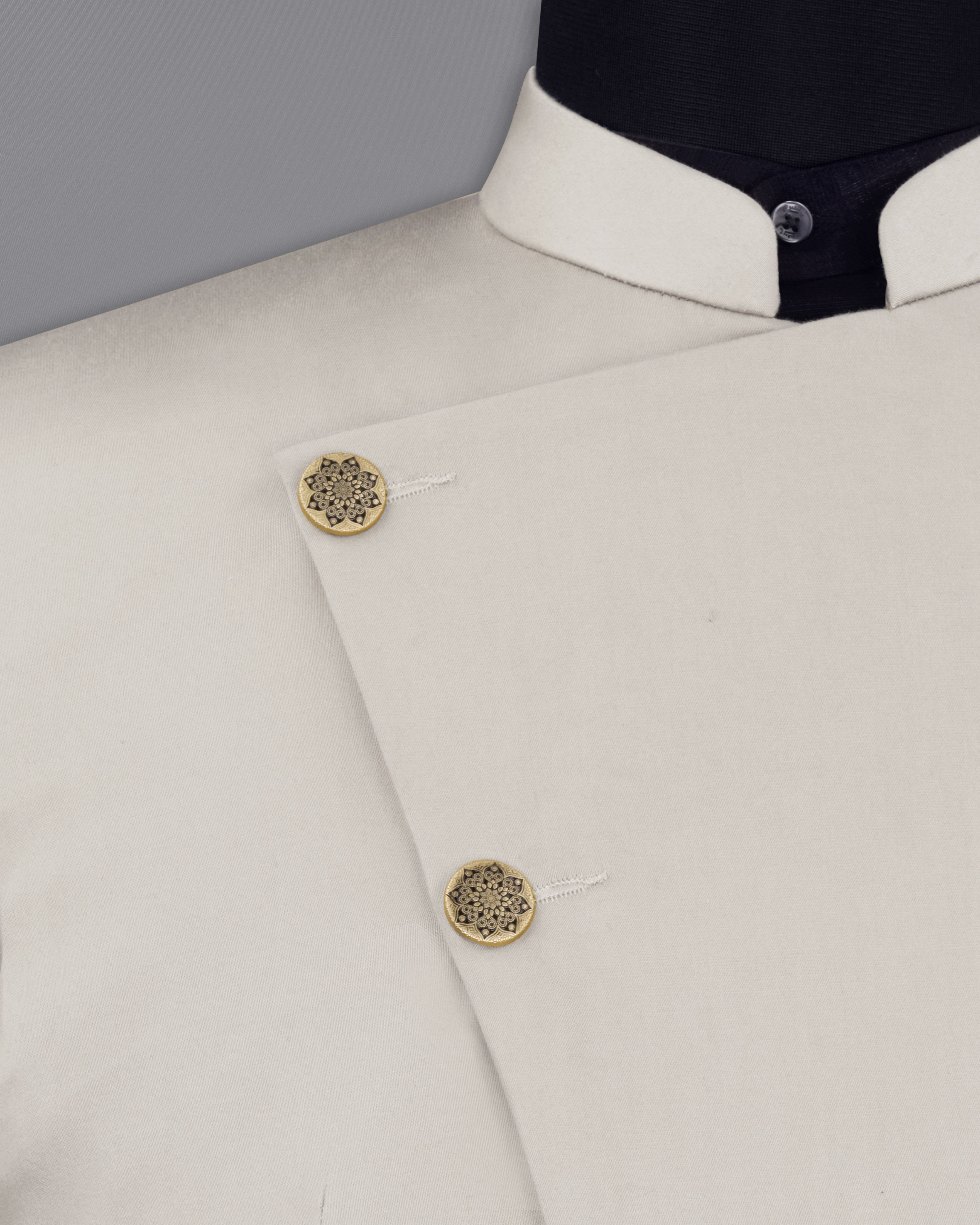 Sisal Light Gray Cross Placket Bandhgala Premium Cotton Stretchable traveler Blazer