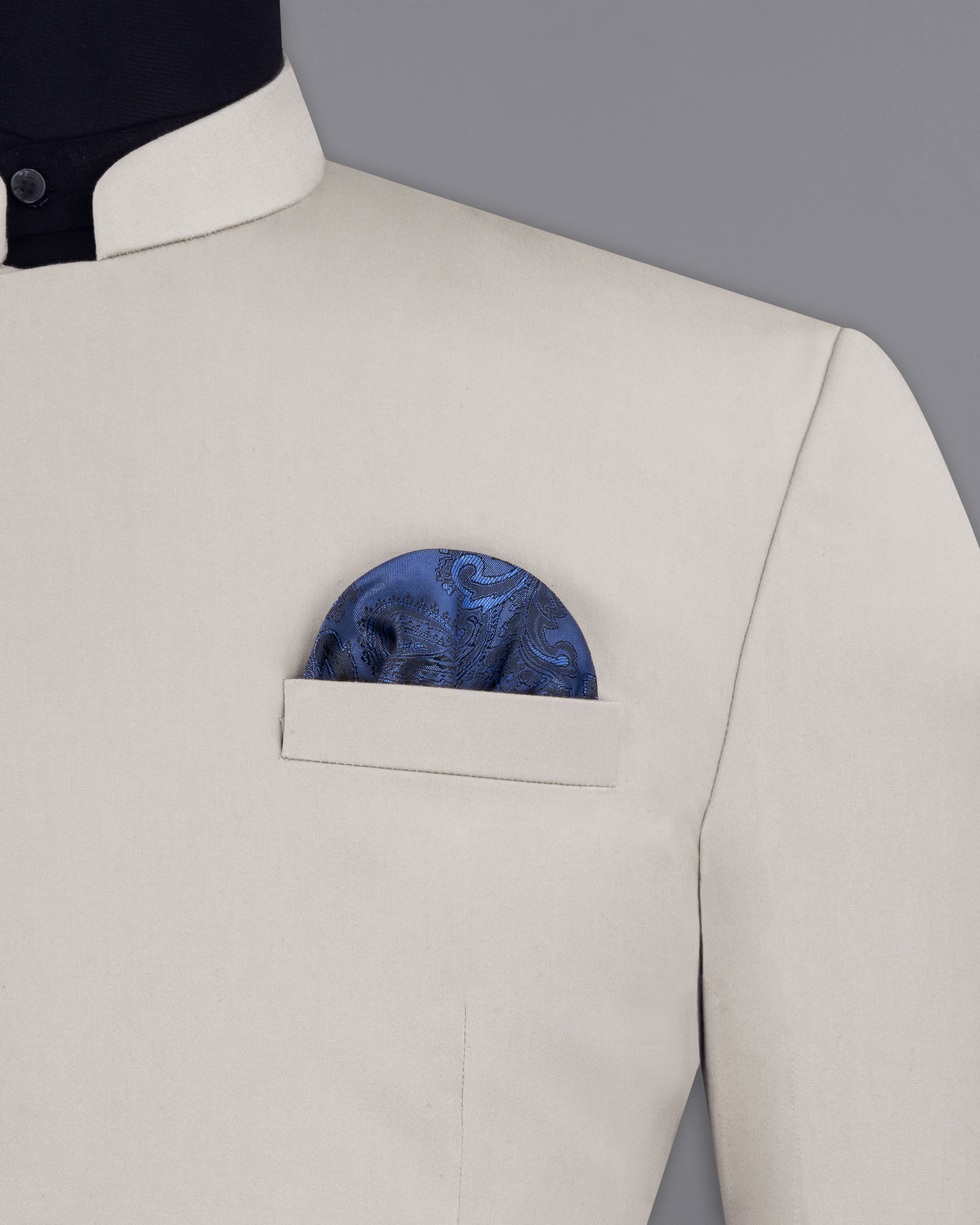 Sisal Light Gray Cross Placket Bandhgala Premium Cotton Stretchable traveler Blazer