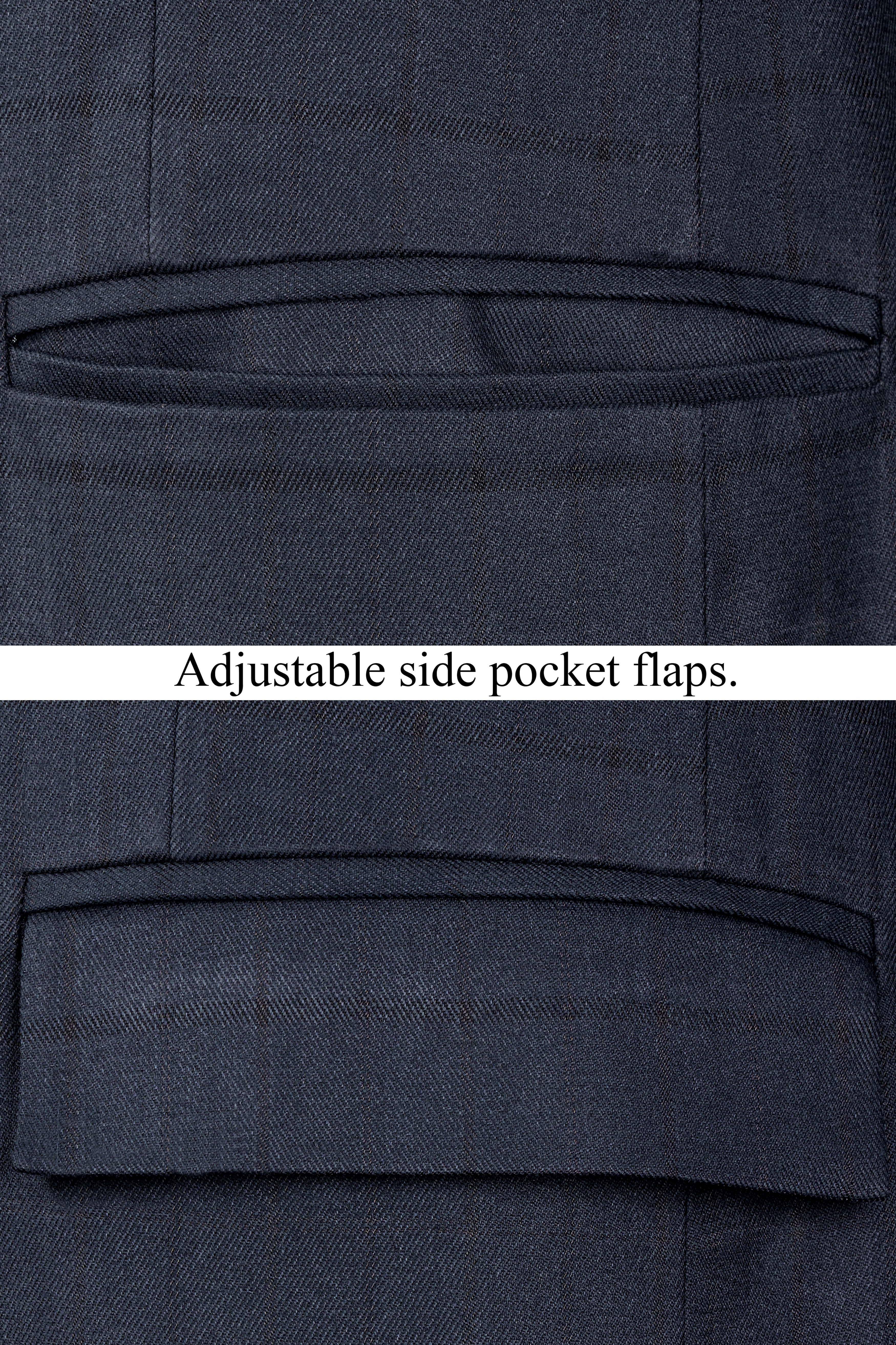 Shark Blue Subtle Windowpane Double-Breasted Blazer