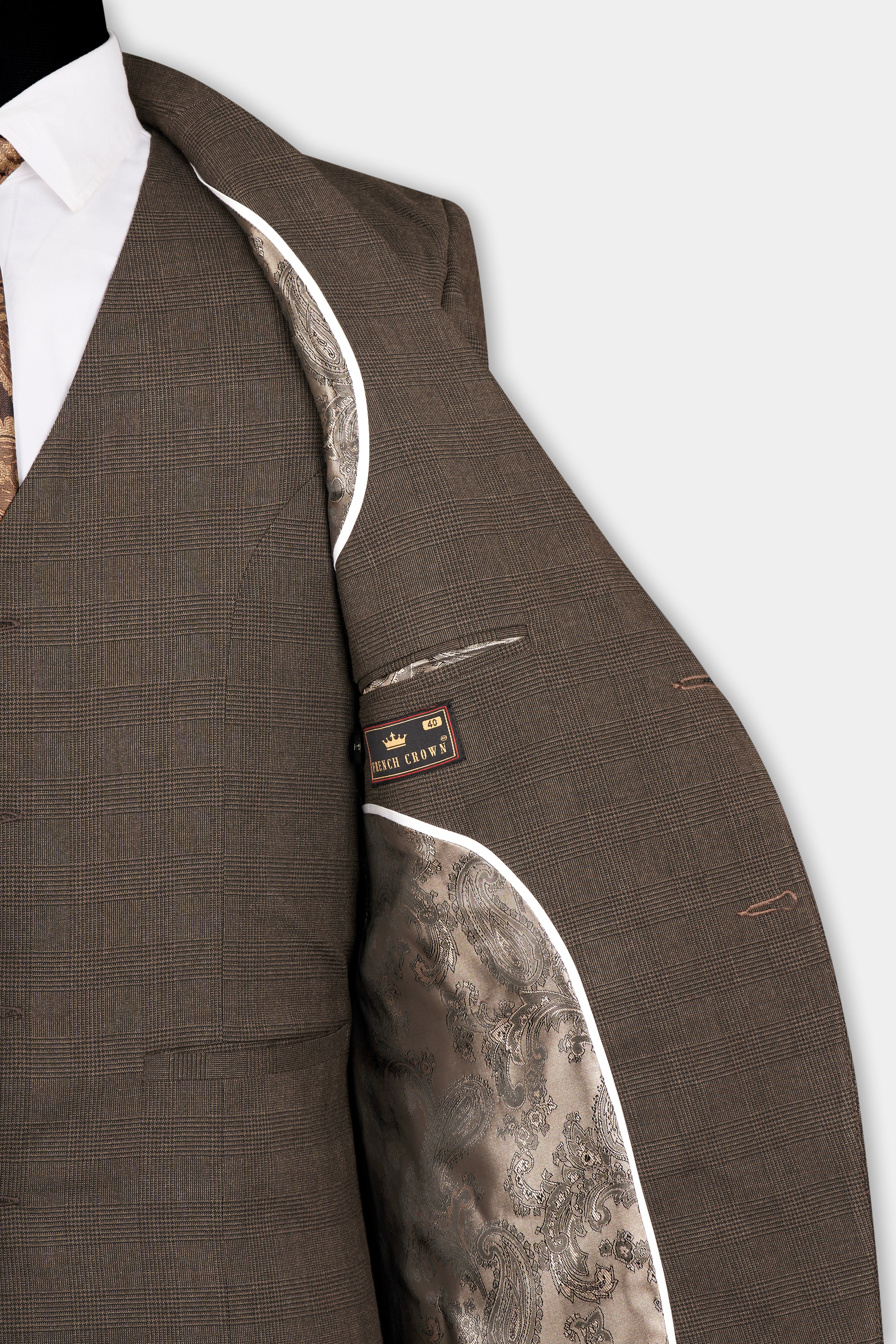 Taupe Coffee Brown Single-Breasted Blazer BL2703-SB-36, BL2703-SB-38, BL2703-SB-40, BL2703-SB-42, BL2703-SB-44, BL2703-SB-46, BL2703-SB-48, BL2703-SB-50, BL2703-SB-52, BL2703-SB-54, BL2703-SB-56, BL2703-SB-58, BL2703-SB-60