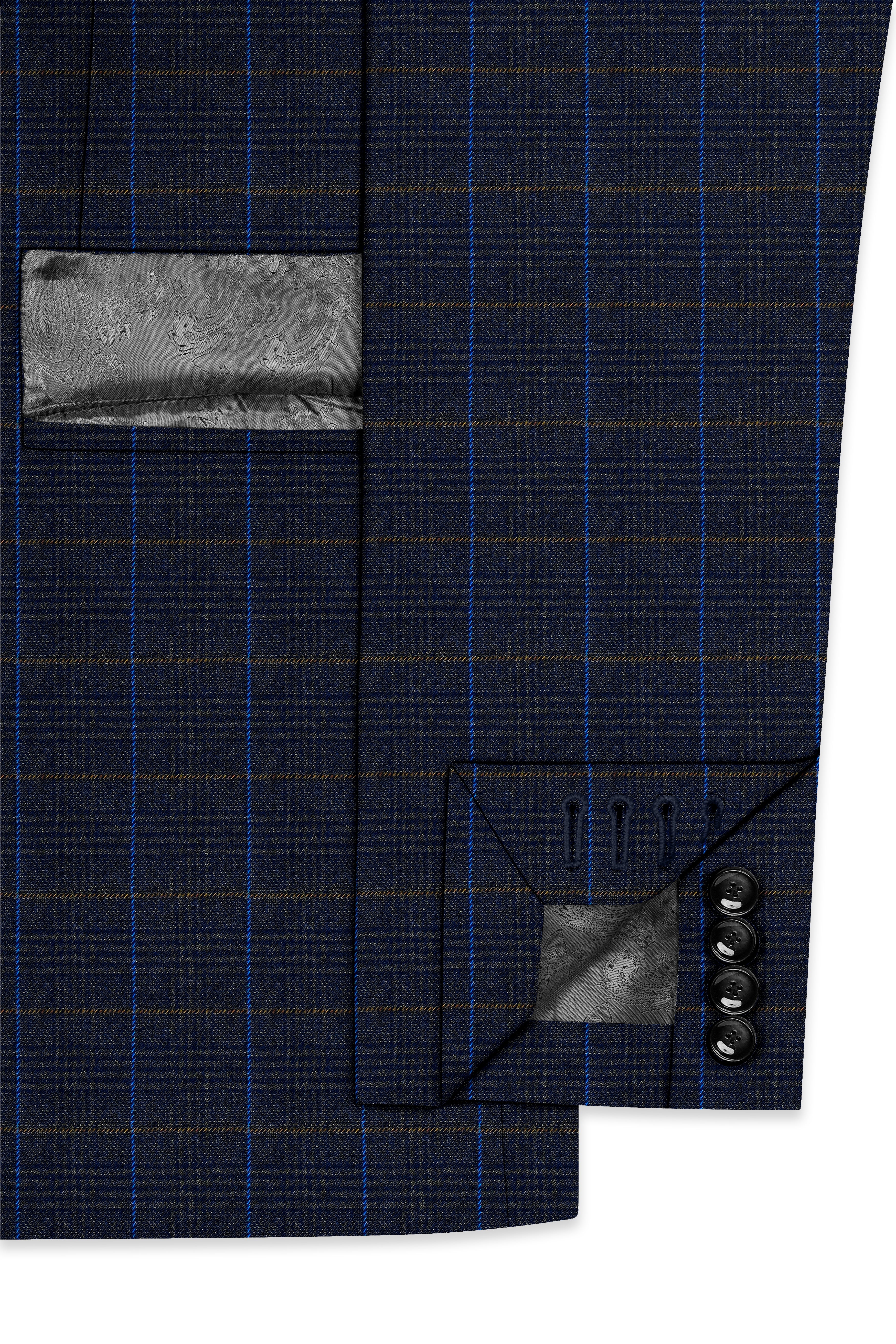 Iridium Gray Windowpane Double Breasted Blazer