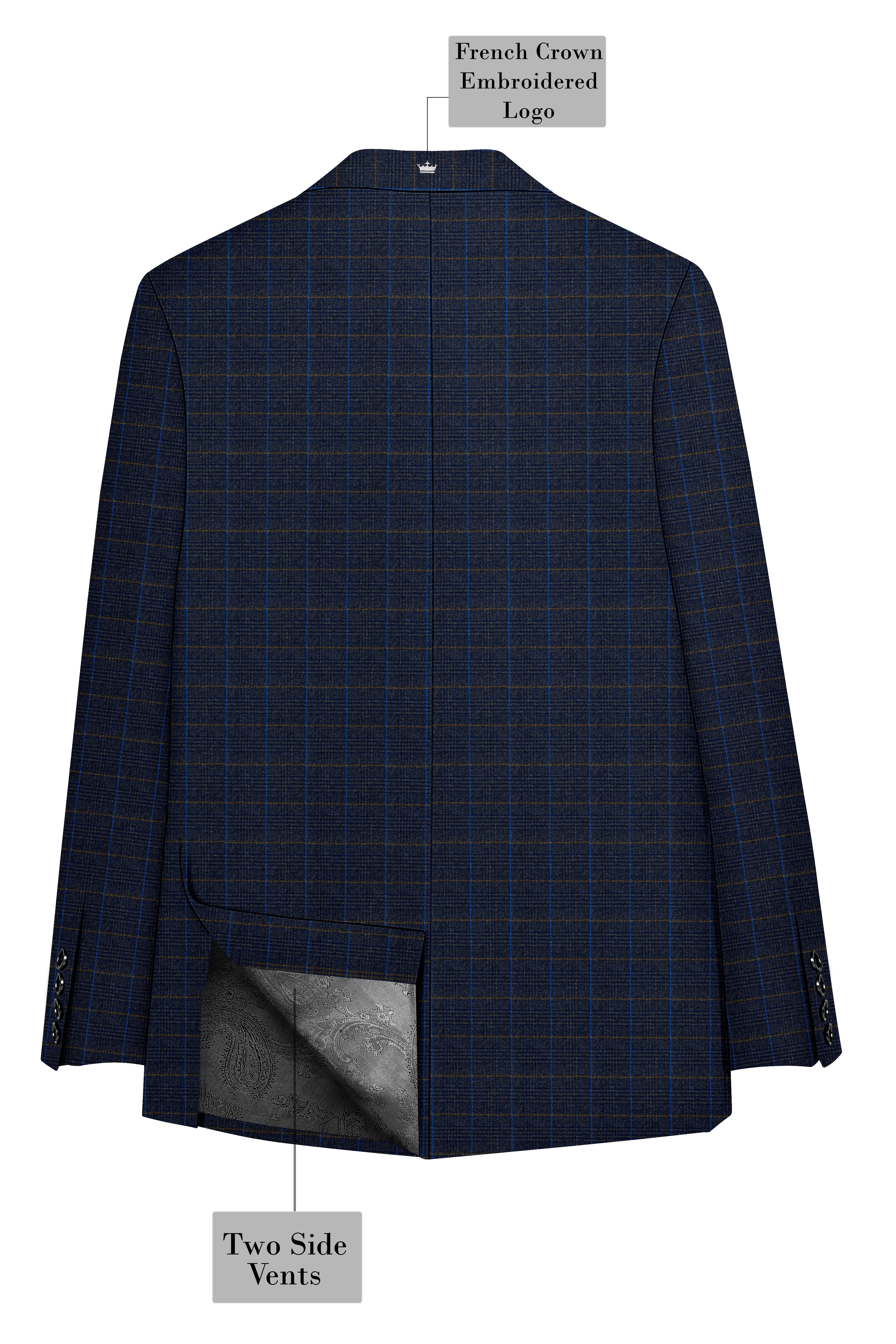 Iridium Gray Windowpane Double Breasted Blazer